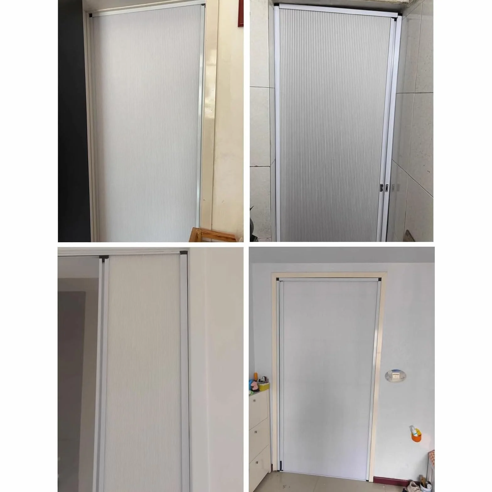 Wewnętrzne drzwi harmonijkowe, przesuwane drzwi składane z aluminiową ramą i tkaniną komórkową, 203 cm wysokości białe chowane drzwi składane do kuchni, toalety, spiżarni, bramy,24x80in(61x203cm)