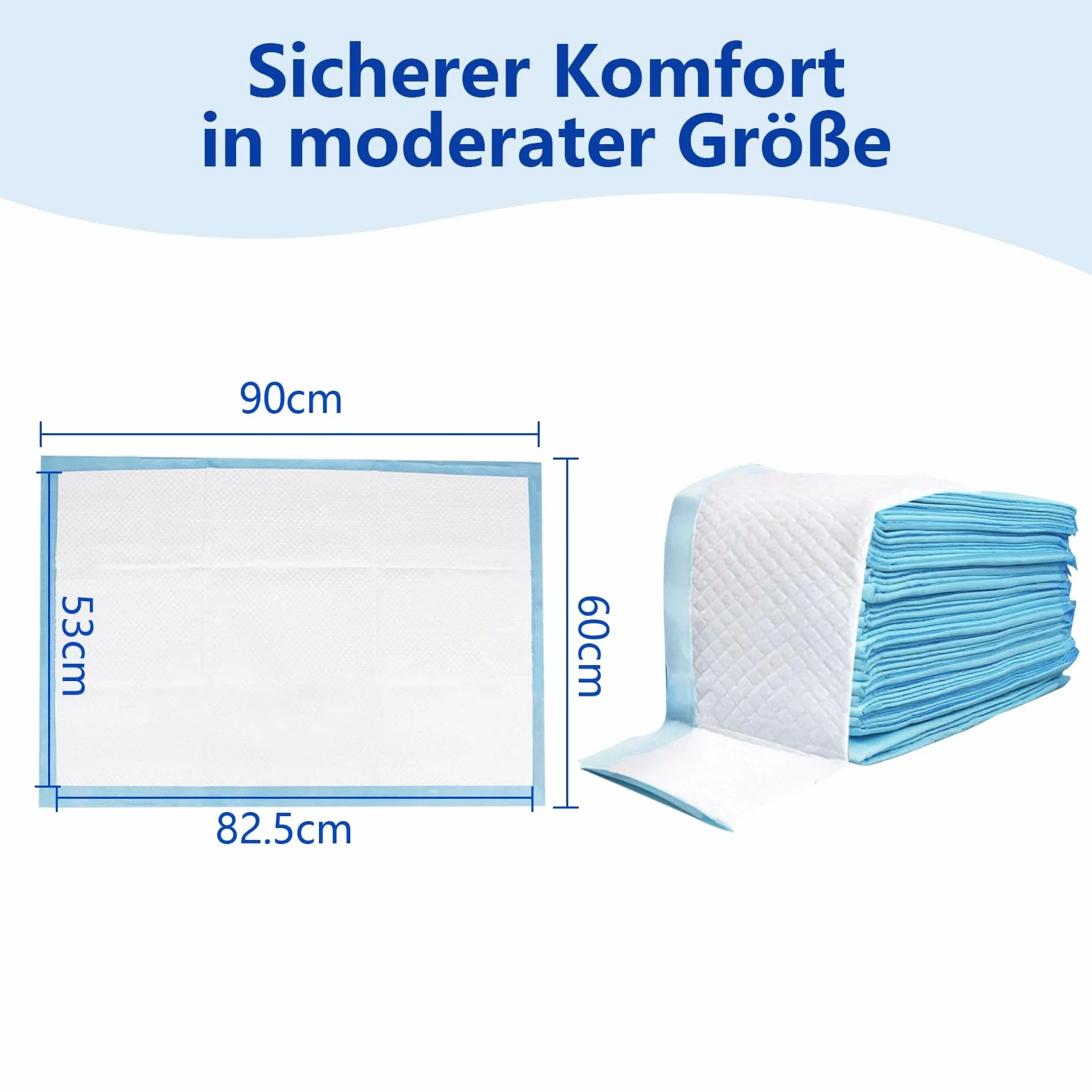 Jednorazowe wkładki do łóżka z nietrzymaniem moczu, 60 x 90 cm, 25 sztuk, wodoodporne i ultra chłonne wkładki do łóżka z paskami mocującymi, dla niemowląt, dorosłych i seniorów (nie do celów