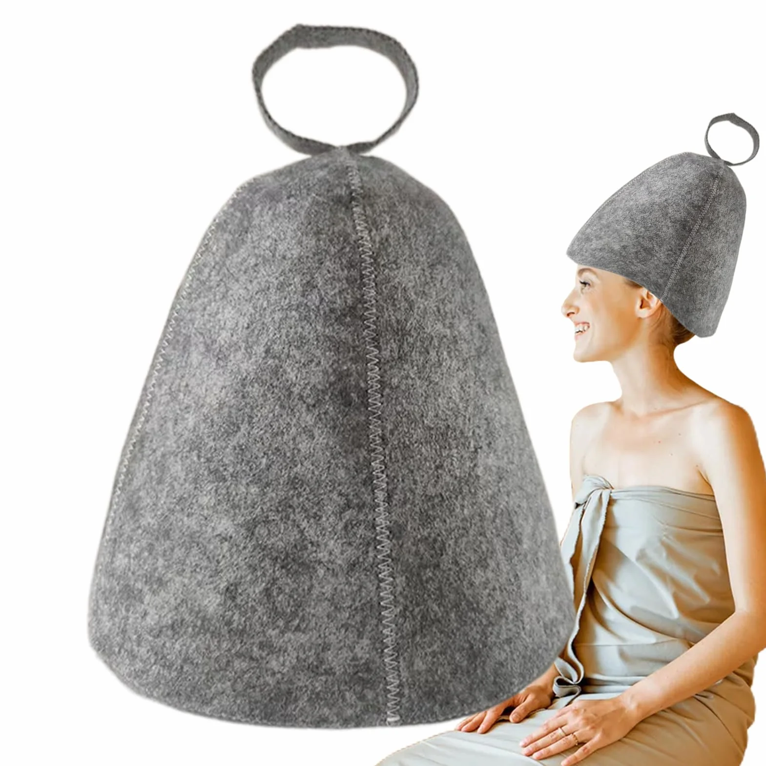 Czapka do kąpieli i sauny męska 70 cm szara miękka oddychająca