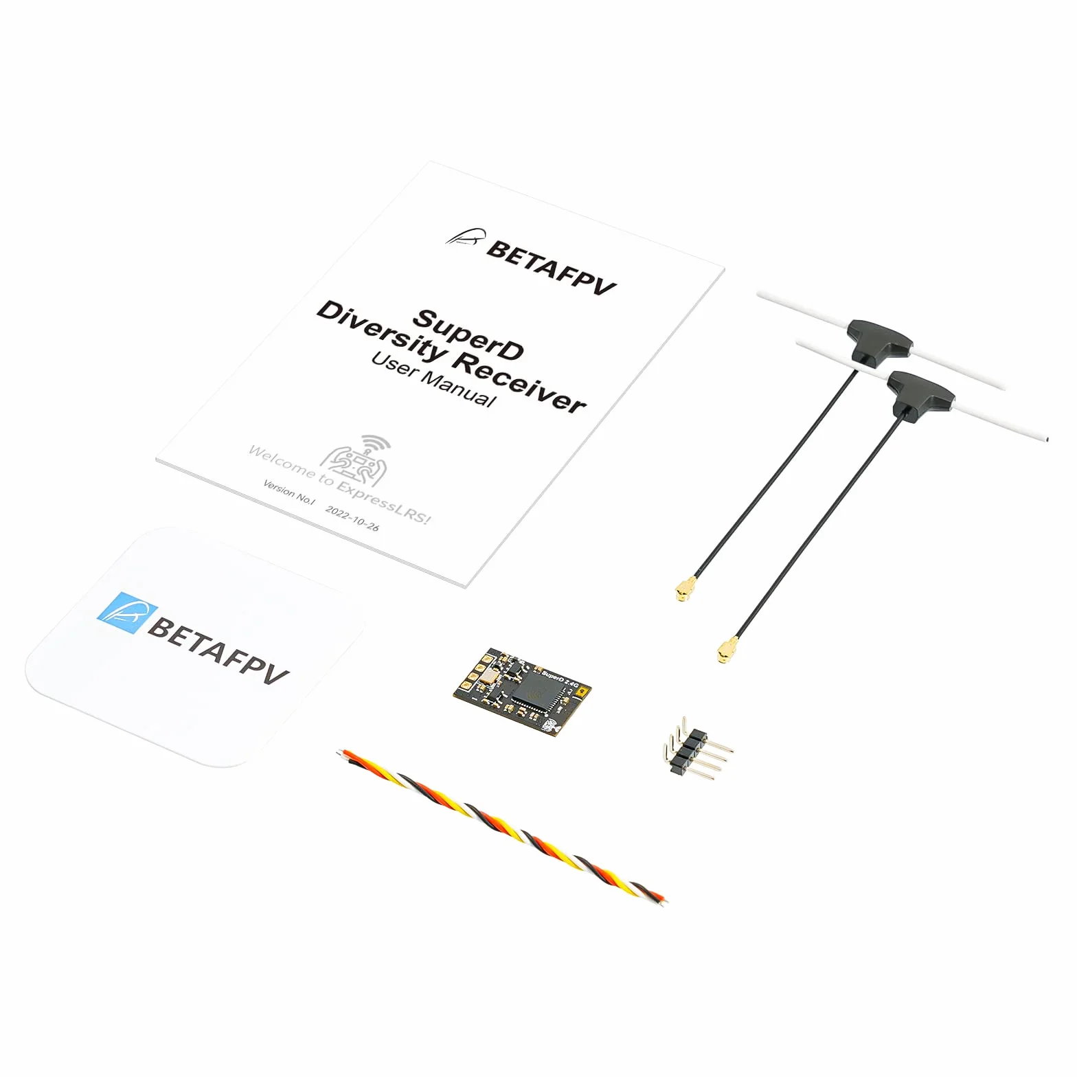 BETAFPV SuperD ELRS odbiornik różnorodności z podwójnym odbiornikiem, łańcuch z 2 antenami, TXCO Tech Support, protokół CRSF, latający aerial