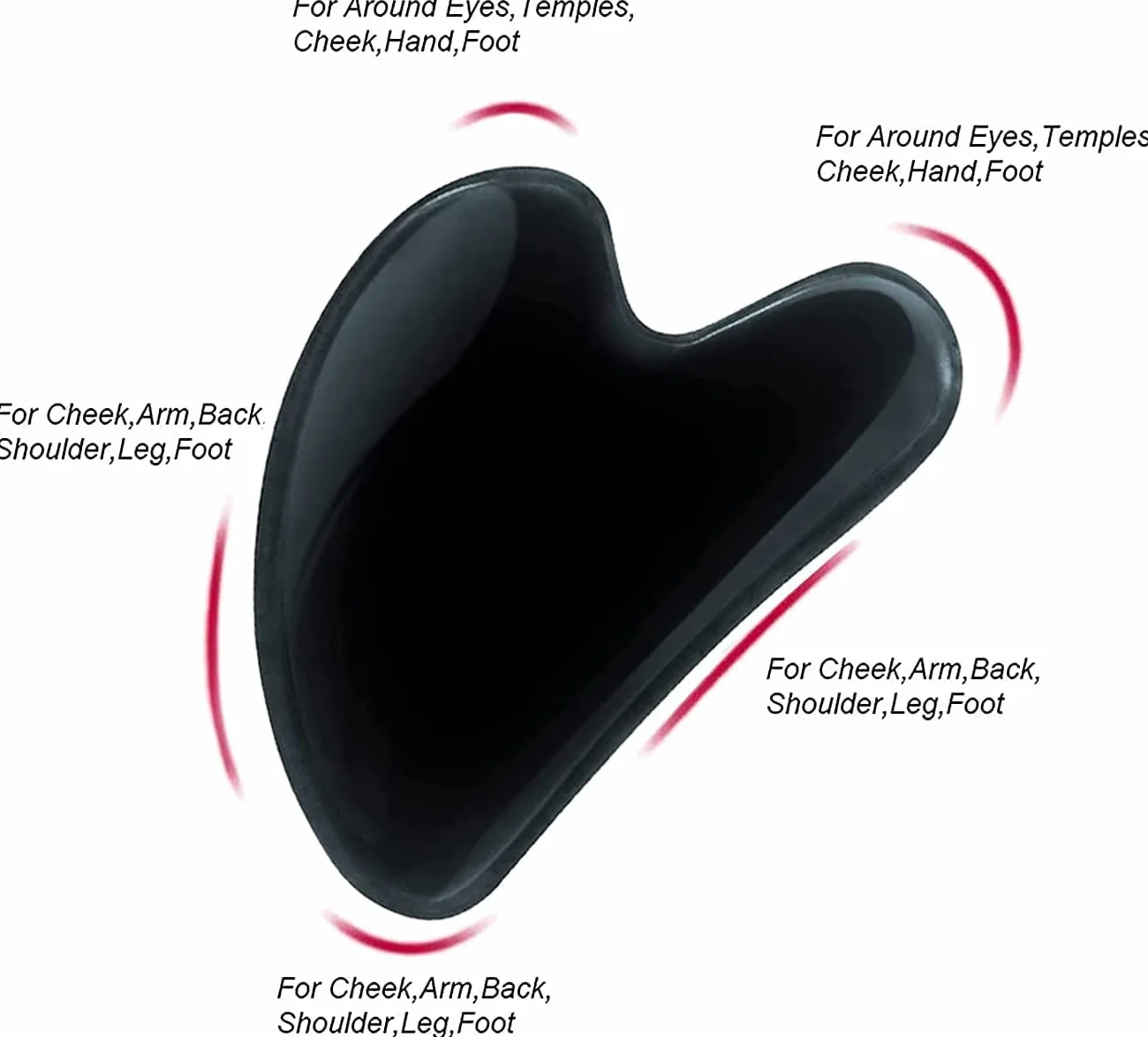 Gua Sha kamień naturalny kształt serca, narzędzie do masażu twarzy, różowy kwarc, prezent na Dzień Kobiet, terapia akupunktura, punkt spustowy zapobiegający starzeniu się skóry (czarny)
