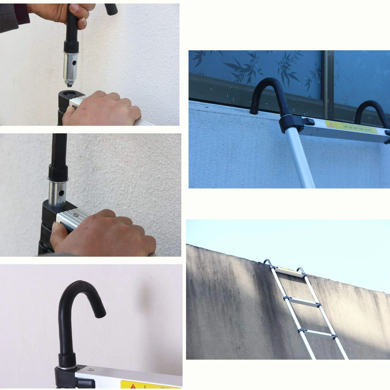 Drabina teleskopowa 6,2 m z odłączanym hakiem bezpieczeństwa, aluminiowa drabina teleskopowa, wysoka, wielofunkcyjna drabina loftowa, pojemność 150 kg, bezpieczna i kompaktowa