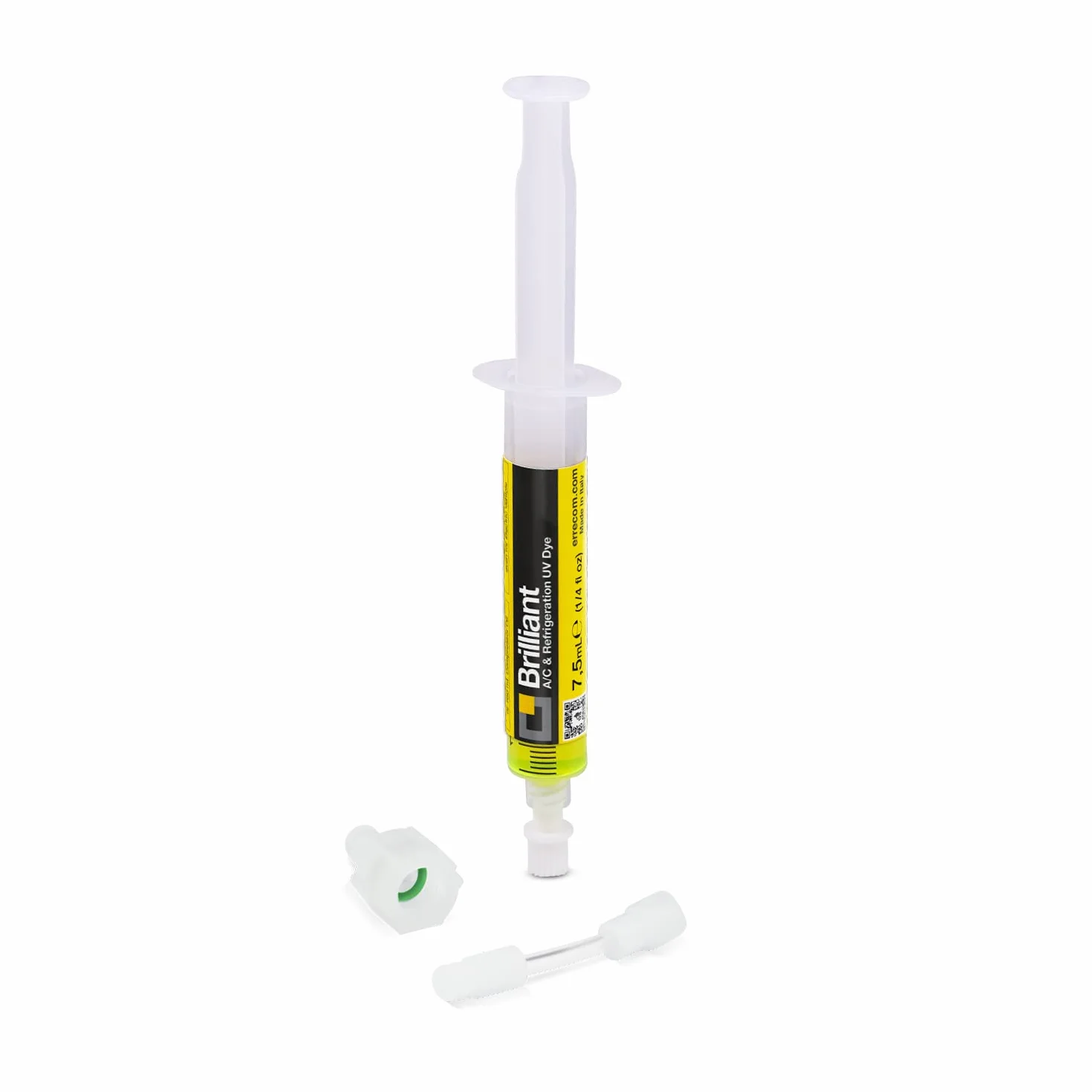 Errecom Brilliant - 7,5 ml Barwnik Fluorescencyjny UV do wykrywania Wycieków Czynnika Chłodniczego w urządzeniach Klimatyzacyjnych i Chłodniczych, w zestawie adapter 5/16 SAE