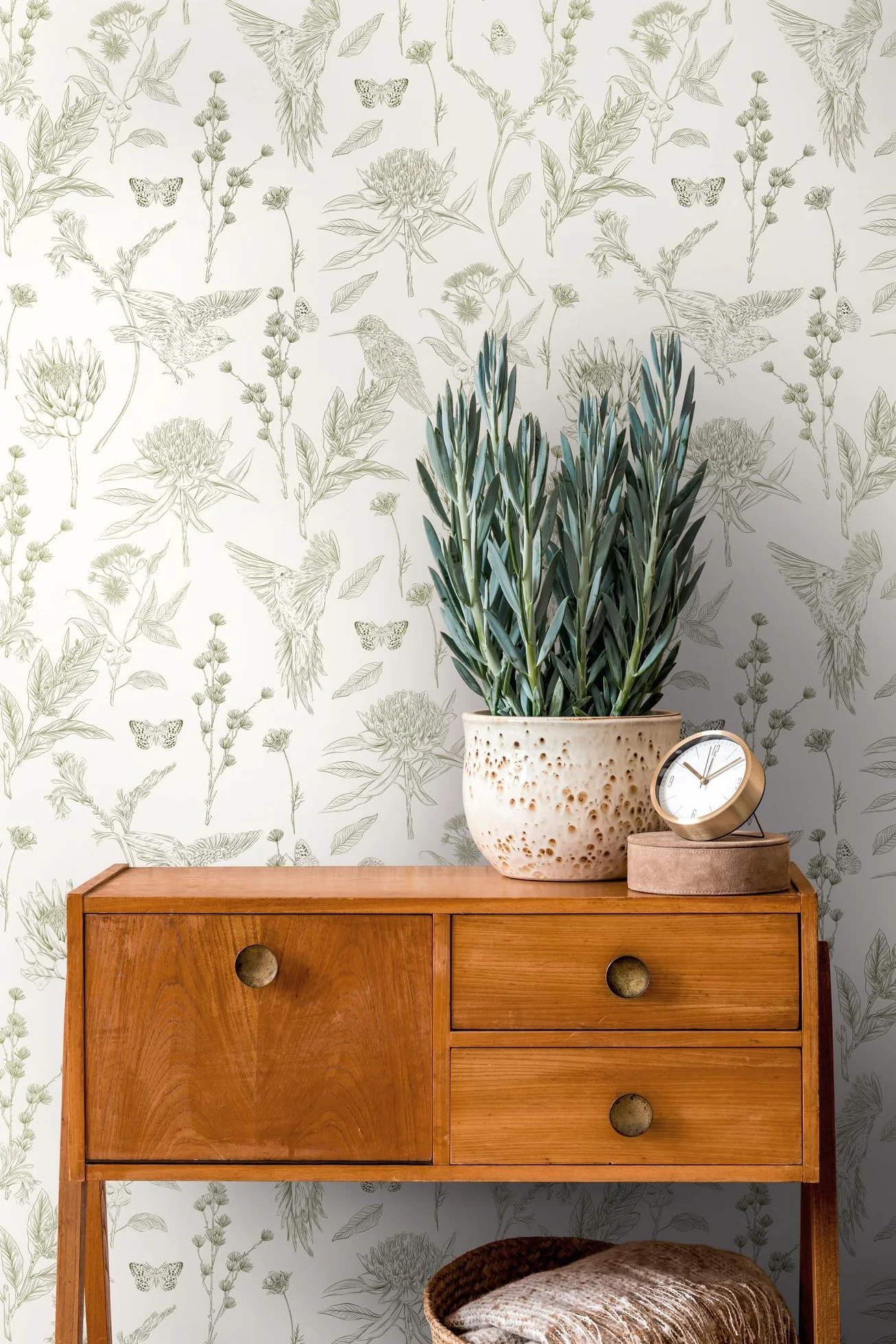 Livingwalls Tapeta kwiatowa biała zielona - tapeta do salonu sypialni 394293 - tapeta z włókniny dżungla - 10,05 m x 0,53 m na 5,33 m² - Made in Germany