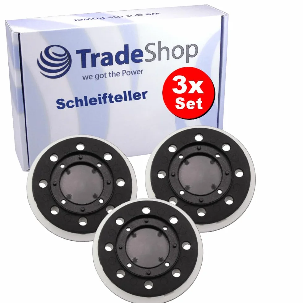 3 x Trade-Shop talerz szlifierski na rzep, talerz podporowy 125 mm, kompatybilny z Festool ST-STF 125/8-M4-J W-HT, 492280 / szlifierka mimośrodowa, część zamienna