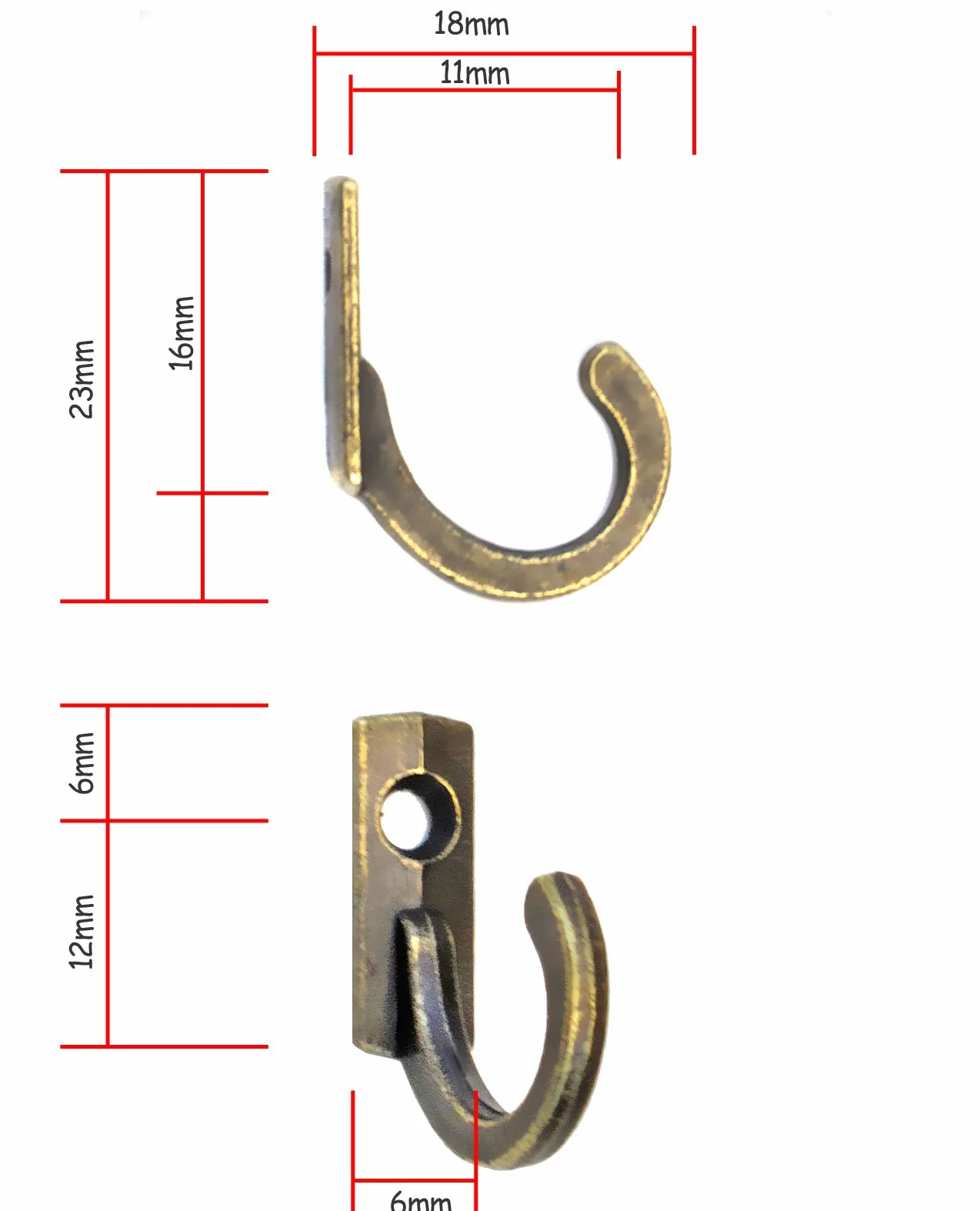 Fuxxer 10 x haczyki na zdjęcia, żelazne haczyki, metalowe haczyki, antyczny mosiądz brązowy design, 23 mm