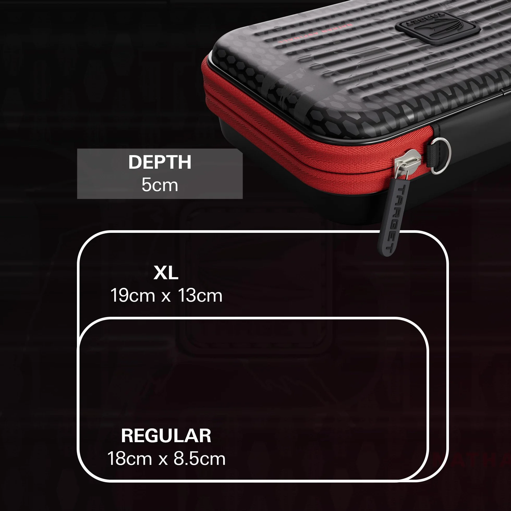 Target Darts Nathan Aspinall Ghost Series XL Takoma Wallet – “The Asp” profesjonalne etui na 6 zmontowanych rzutek, zamek błyskawiczny, trwałe czarno-białe akcesoria do przechowywania.