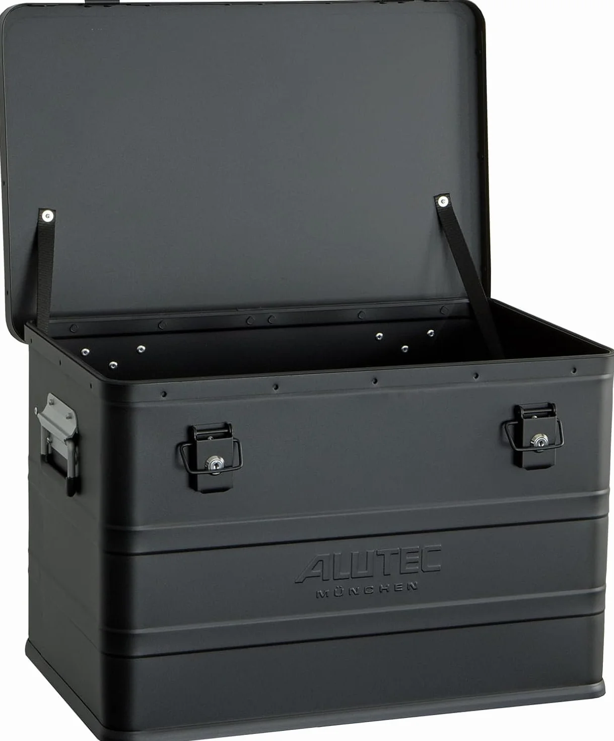 ALUTEC Pudełko aluminiowe Classic 68 (kolor czarny, pojemność 68 l, wymiary wewnętrzne (dł. x szer. x wys.) 550 x 350 x 355 mm/wymiary zewnętrzne (dł. x szer. x wys.) 575 x 385 x 375 mm, pudełko do
