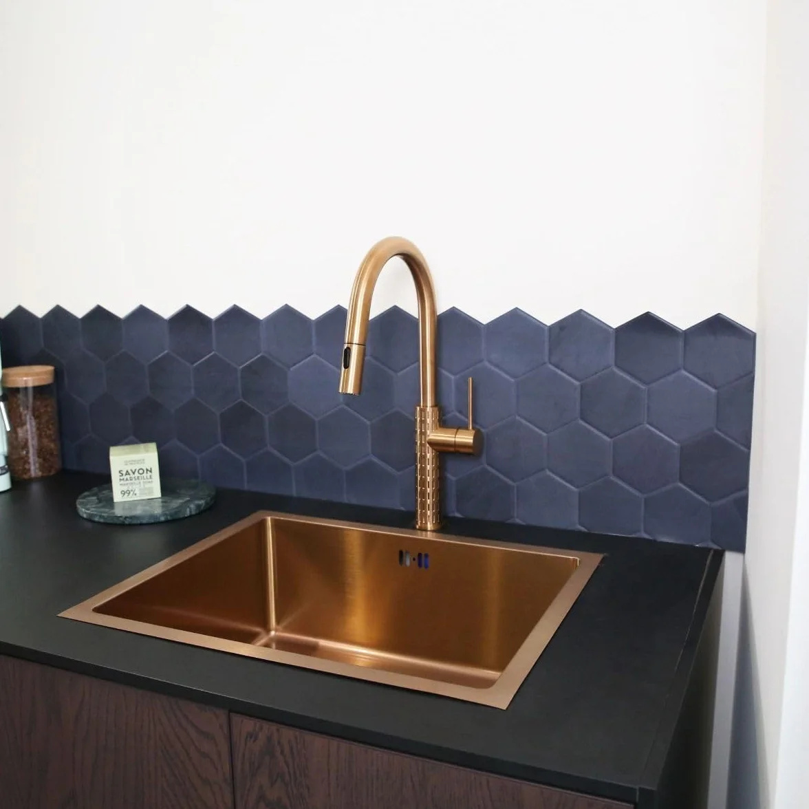 Essebagno Bateria zlewozmywakowa Architek z wyjmowanym prysznicem w szczotkowanej miedzi