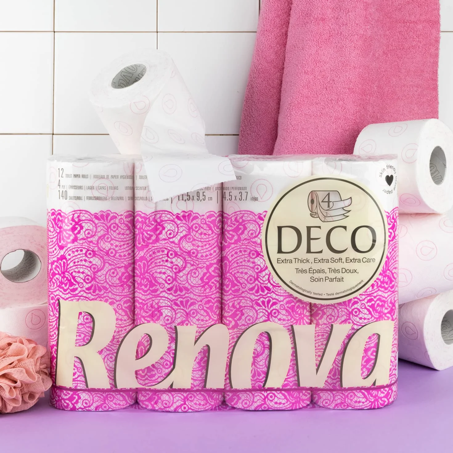 Renova 200043286, Papier toaletowy, 4-warstwowy, biały, perfumowany, 12 rolek