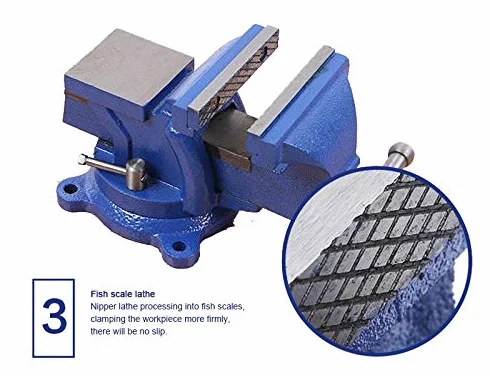 KATSU Tools Imadło stołowe 125 mm, wytrzymałe, obracana o 360°, imadło warsztatowe dla mechaników i inżynierów, żeliwne narzędzie zaciskowe do warsztatów i garażu, model 402351