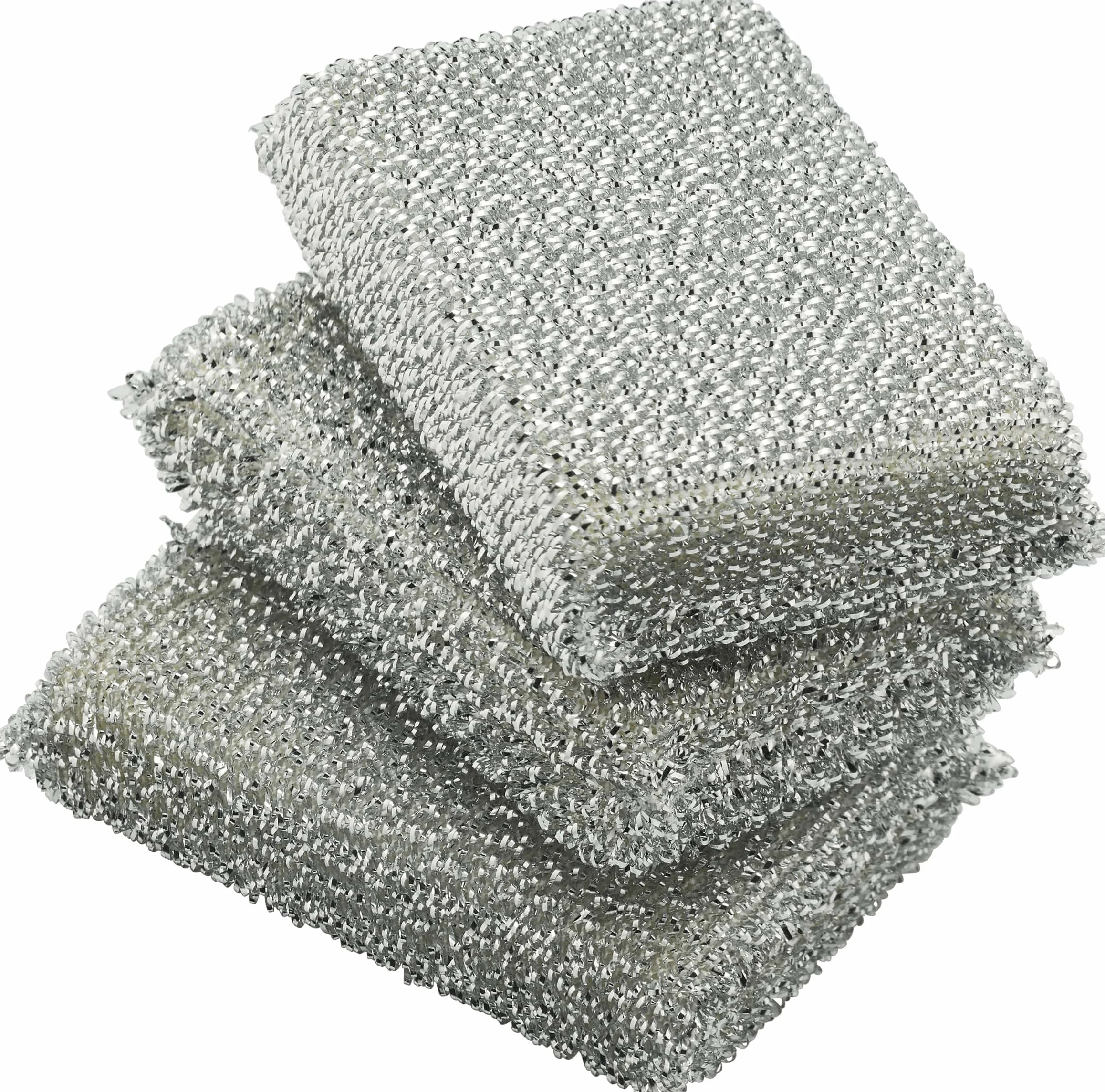 WMF Błyszcząca poduszka srebrna, 3 sztuki, gąbka do zmywania naczyń, gąbka lurex, idealna do powlekanych patelni, garnków, płyt ceramicznych
