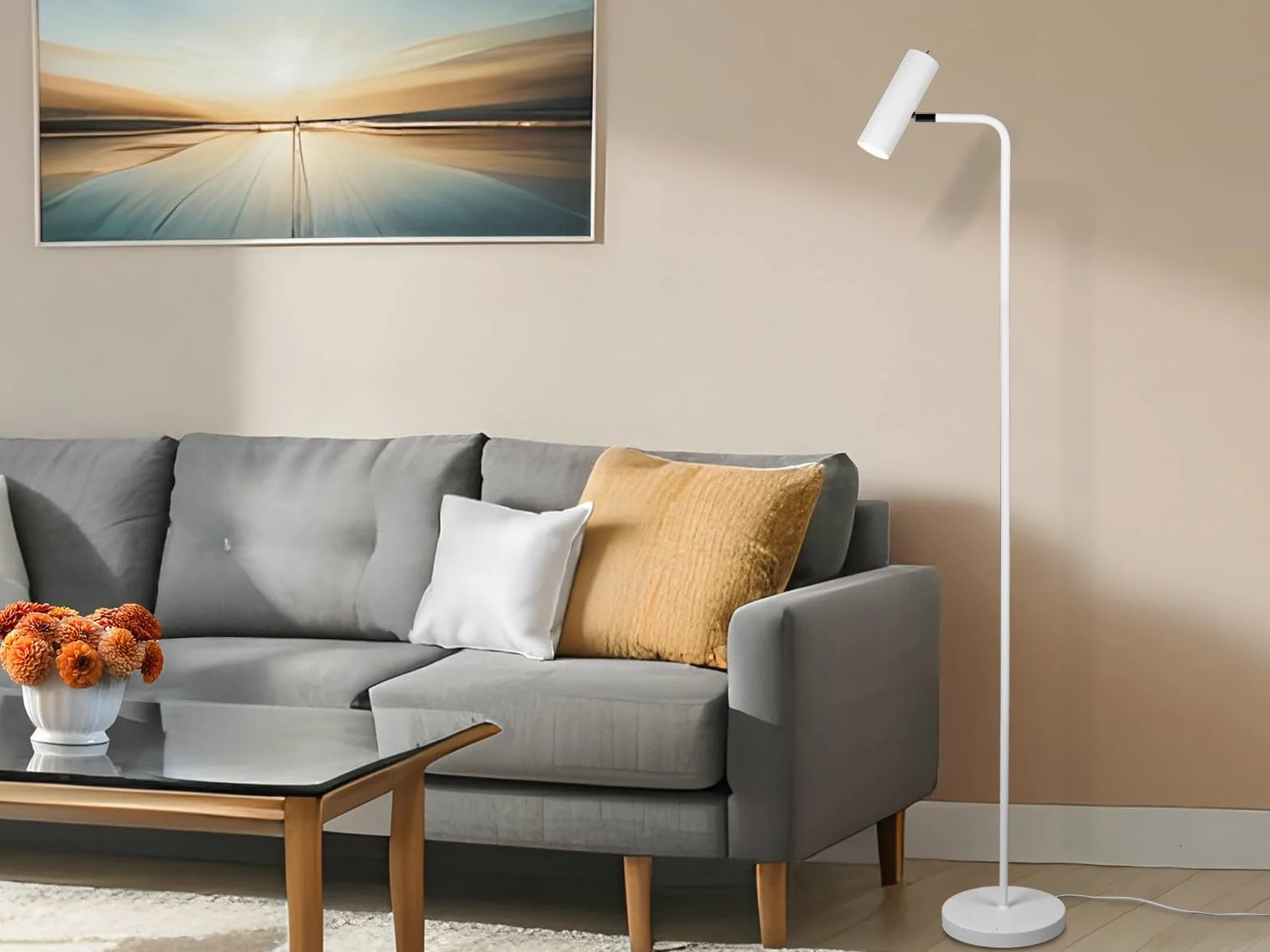 Trio-Leuchten Metalowa lampa podłogowa biała