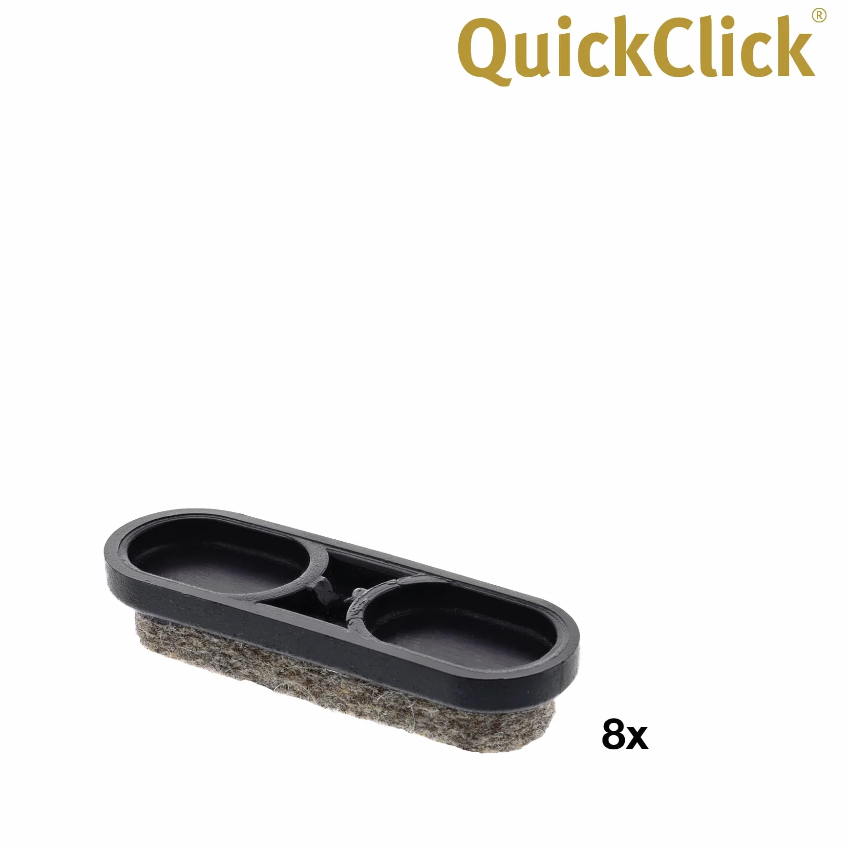 Wagner QuickClick® Tandem ślizgacze filcowe do mebli, zestaw 8 wymiennych ślizgaczy, filcu wełnianego, 39 x 12 mm, do podstawy 32 x 15 mm, Made in DE - 15899000