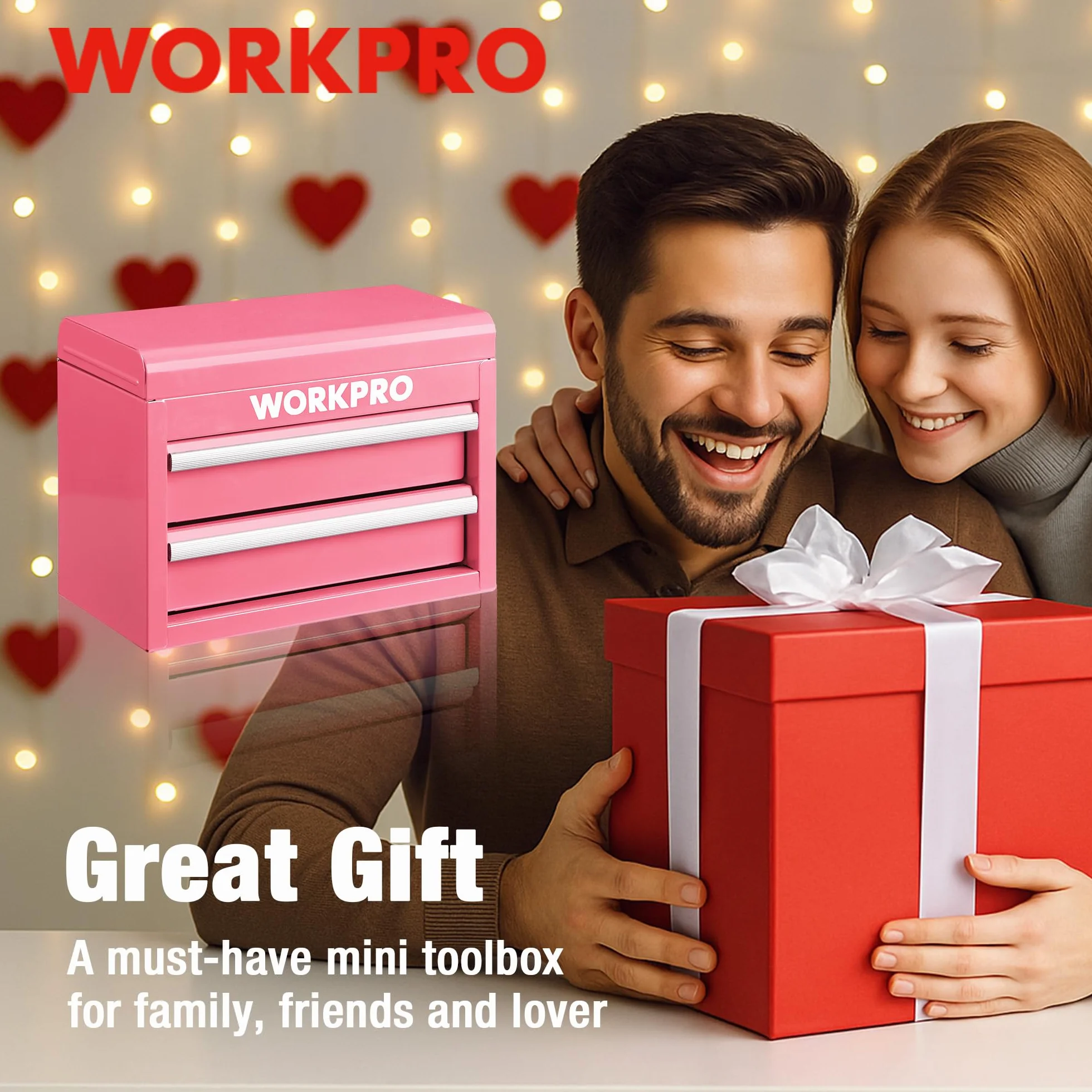WORKPRO Metalowa skrzynka z szufladami z 2 szufladami i górną przestrzenią do przechowywania, różowa, 27,5 x 15 x 20,8 cm, organizer stołowy z szufladami, do biura, przebieralni i biurka