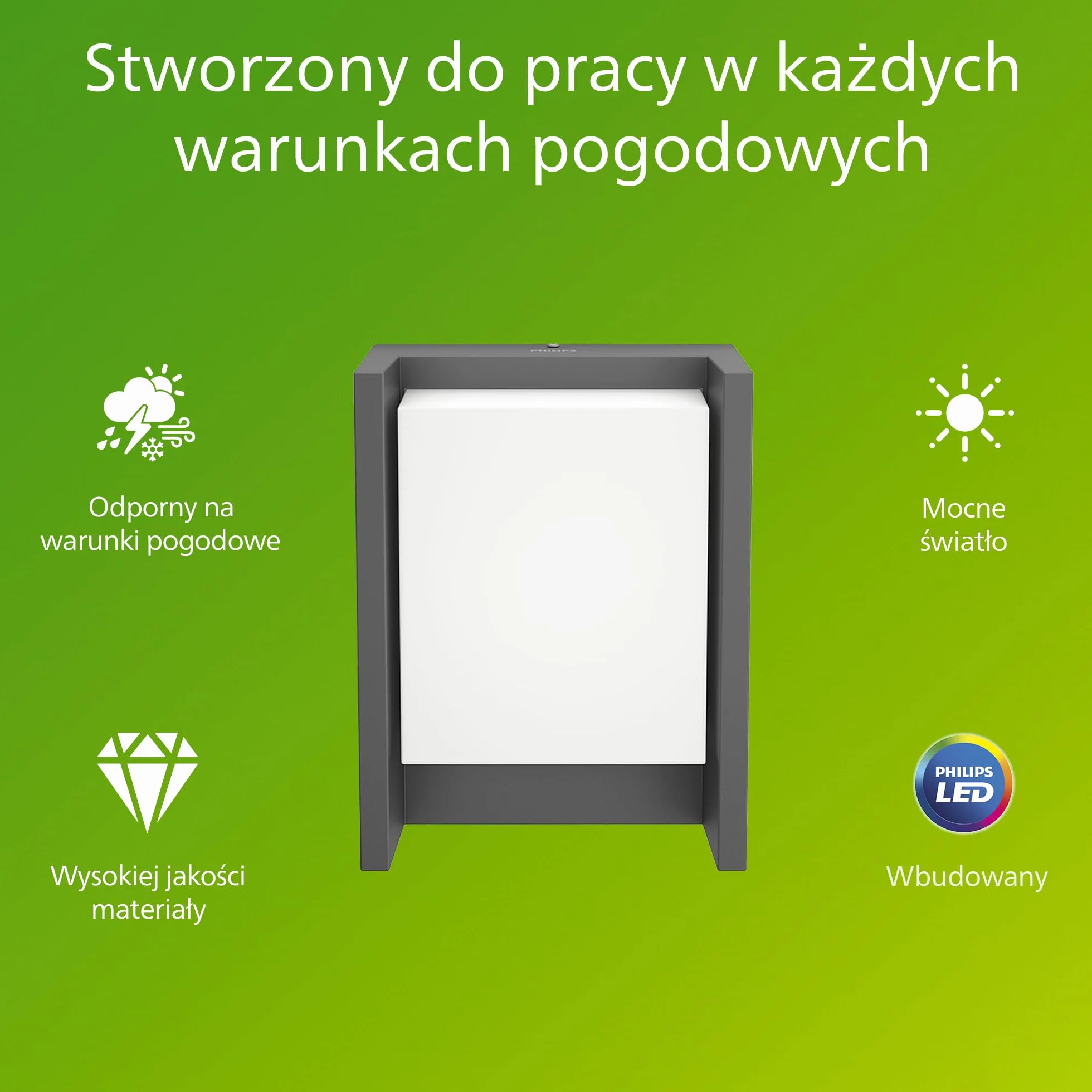 Kinkiet Zewnętrzny LED Philips Arbour 6 W, 700 lm, 2700 K Światło Ciepłobiałe, IP44 Odporny na Warunki Pogodowe, Wbudowane LED, Trwały, Aluminium, Antracyt