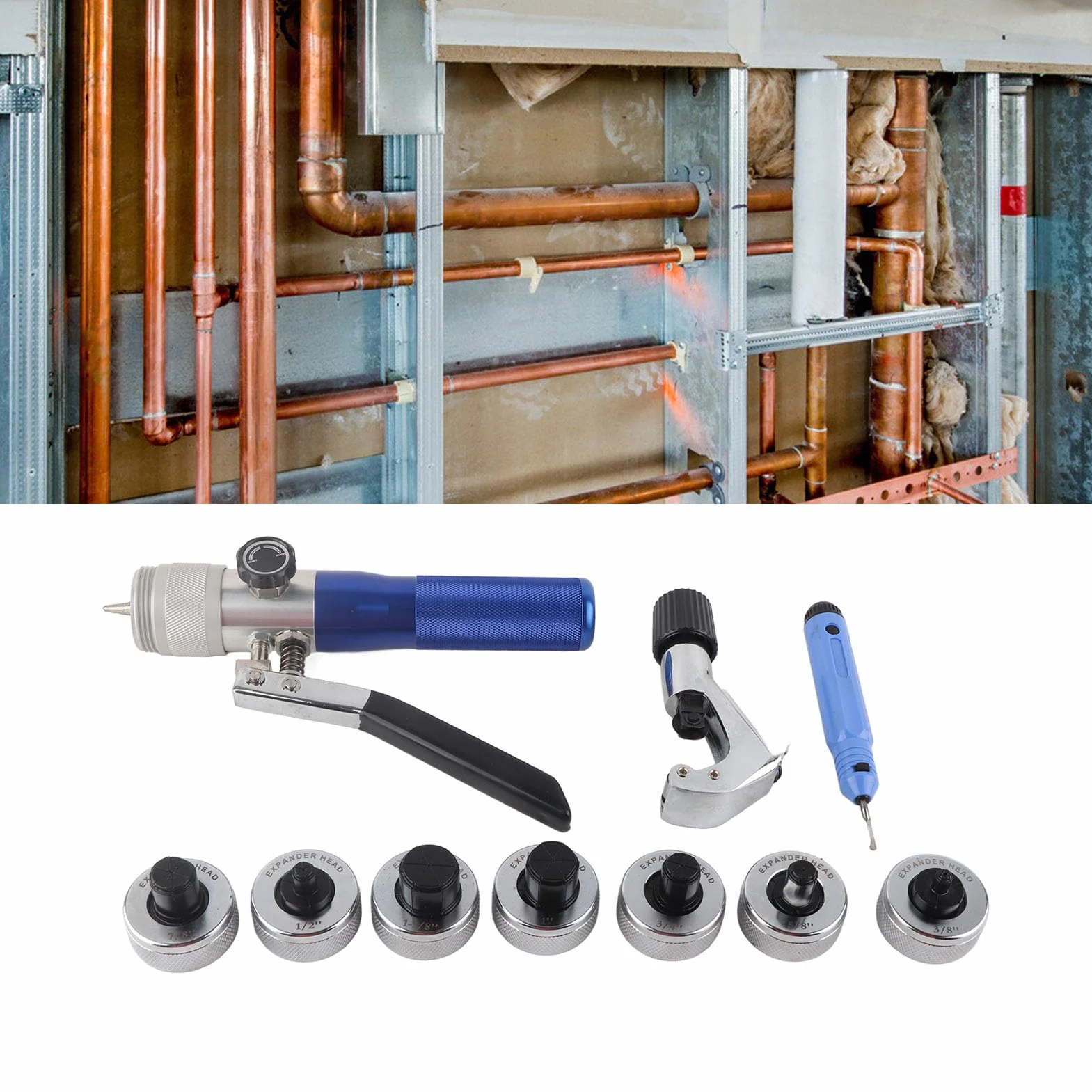 Garosa Hydrauliczna Roztłaczarka do Rur, Stal i Stop Aluminium 45, Uniwersalny Zestaw Narzędzi do Kielichowania Rur Miedzianych i Aluminiowych, Idealny dla Hydraulików i Entuzjastów Majsterkowania