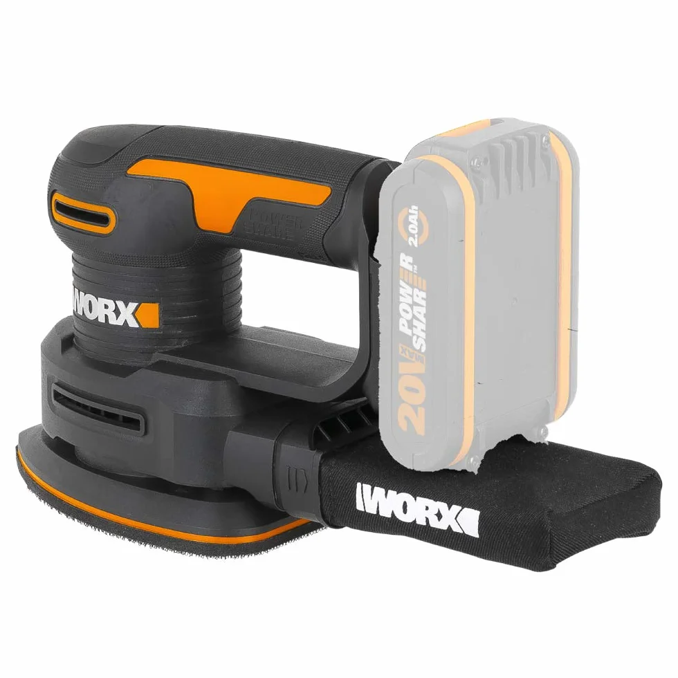 WORX WX822.9 Akumulatorowa Szlifierka Trójkątna, Elektryczna Szlifierka 20 V, do Mebli Drewnianych, Drzwi, Narożników i Krawędzi, bez Akumulatora i Ładowarki