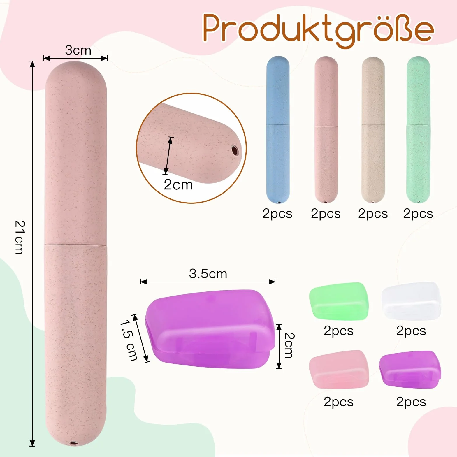 8 Sztuk Przenośne Etui na Szczoteczki do Zębów - Ochronne Podróżne Pudełko