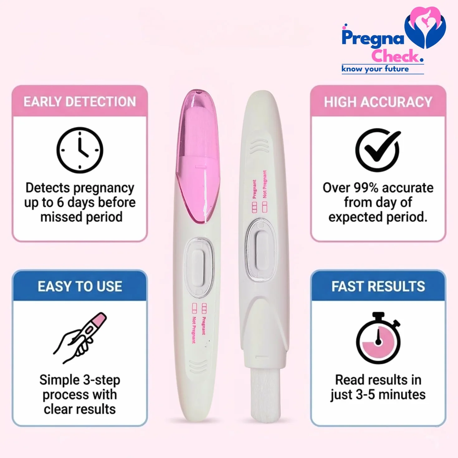 Pregnacheck Test ciążowy 2 szt. 99% dokładność 6 dni wcześniej