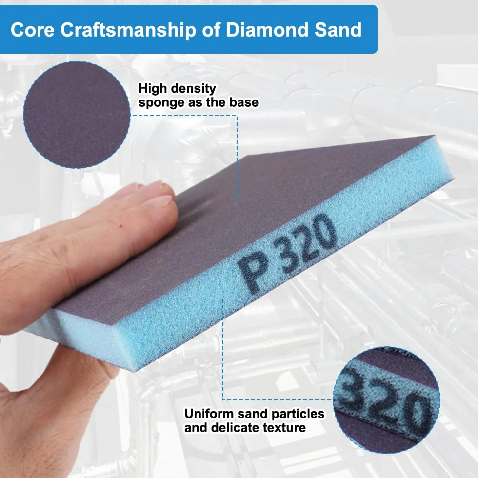 Zestaw 6 sztuk podkładek szlifierskich, 12 × 10 × 1,3 cm, miękki blok szlifierski na mokro i na sucho, miękka pianka, blok szlifierski do prac z drewna, szlifowania, gruntowania