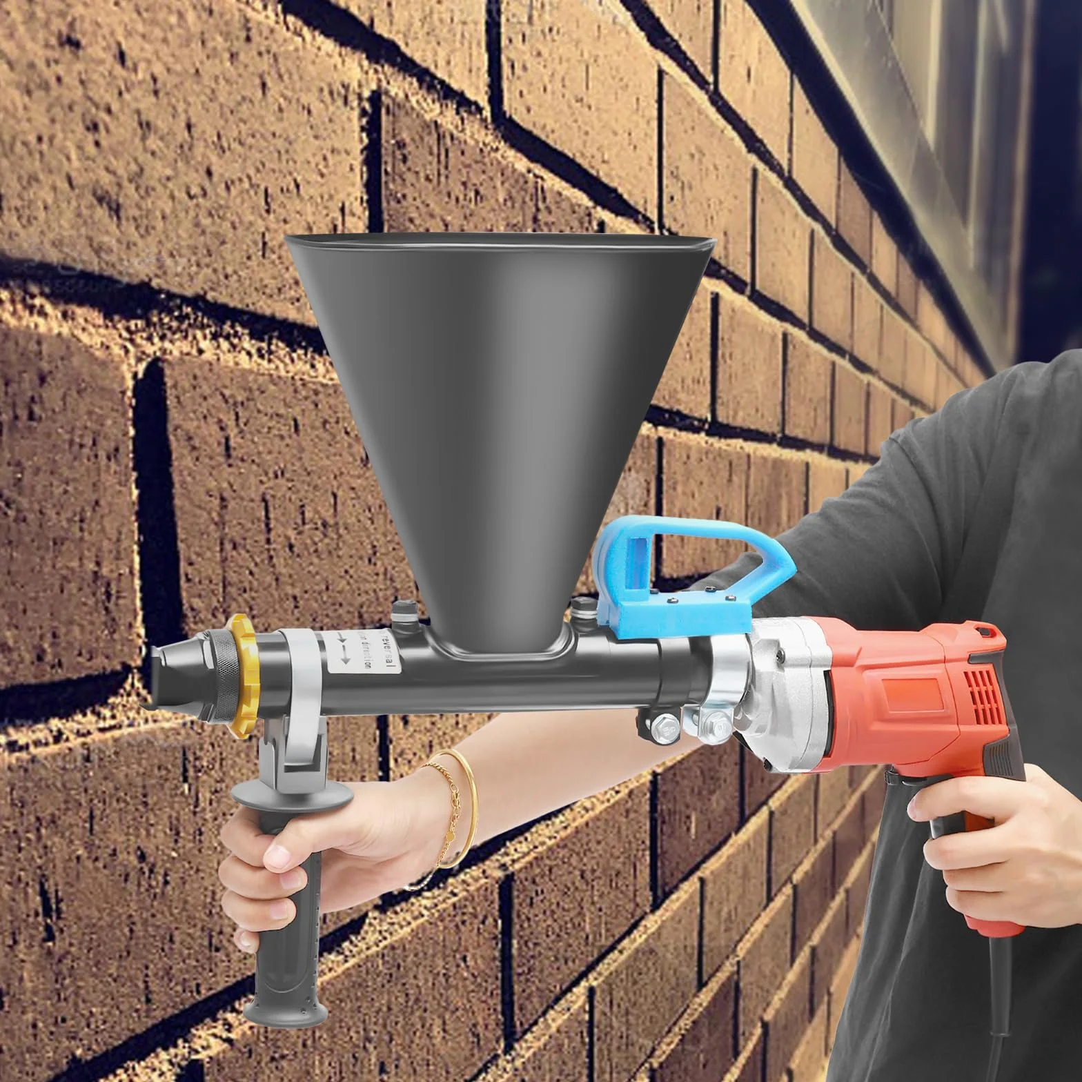Elektryczny pistolet do fug cementowych 700 W, przenośna strzykawka do zaprawy murarskiej, pompa do fug z dwiema zdejmowanymi dyszami do instalacji, drzwi bezpieczeństwa, klimatyzacji, napraw ścian