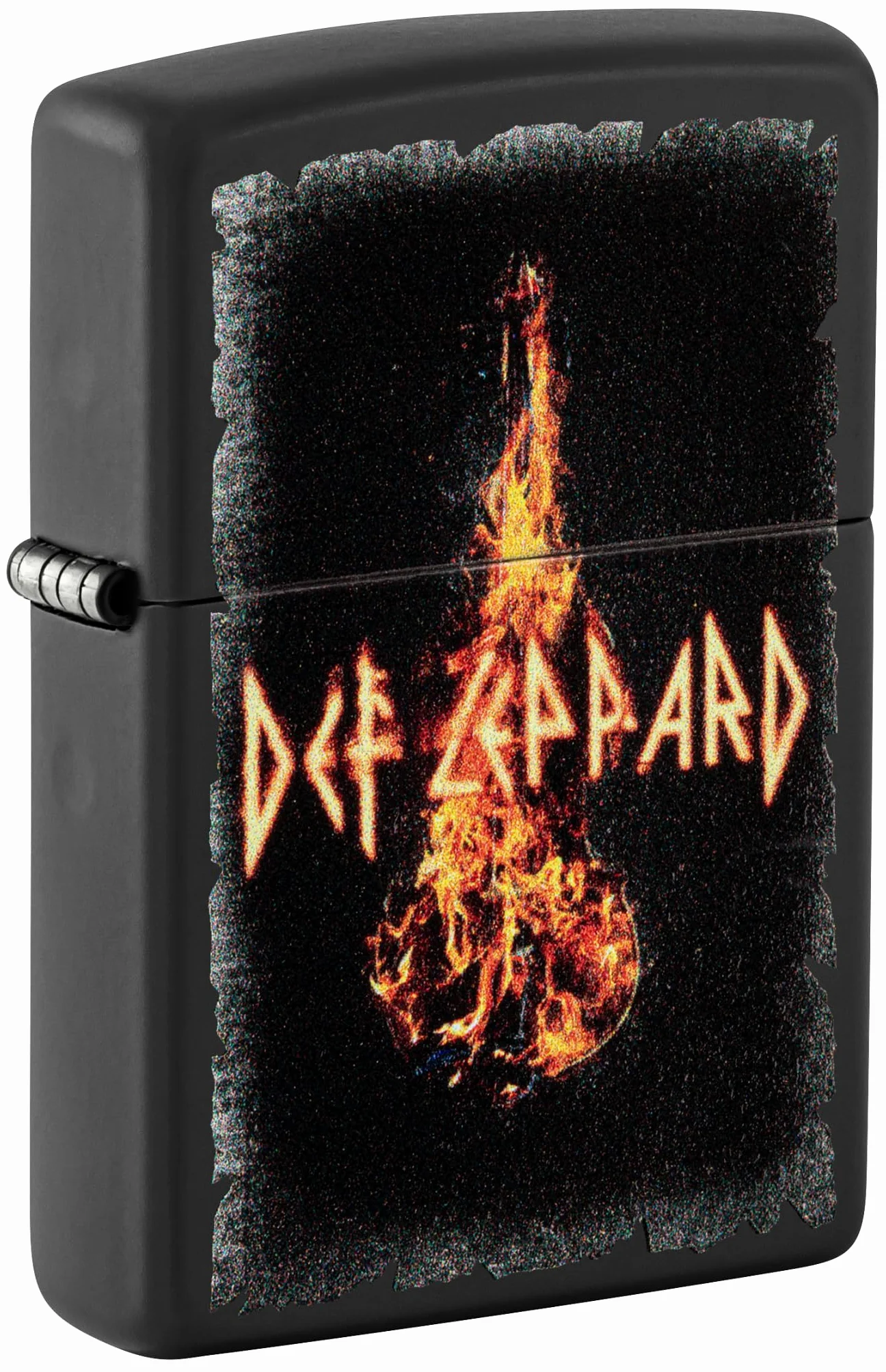 Zippo Def Leppard Zapalniczka Sztormowa, Kolorowy Nadruk, do Napełniania, Wielokrotnego Użytku, Wiatroodporna Konstrukcja, Pudełko na Prezent, Wykonano w USA, Kolor Czarny Matowy (Black Matte)