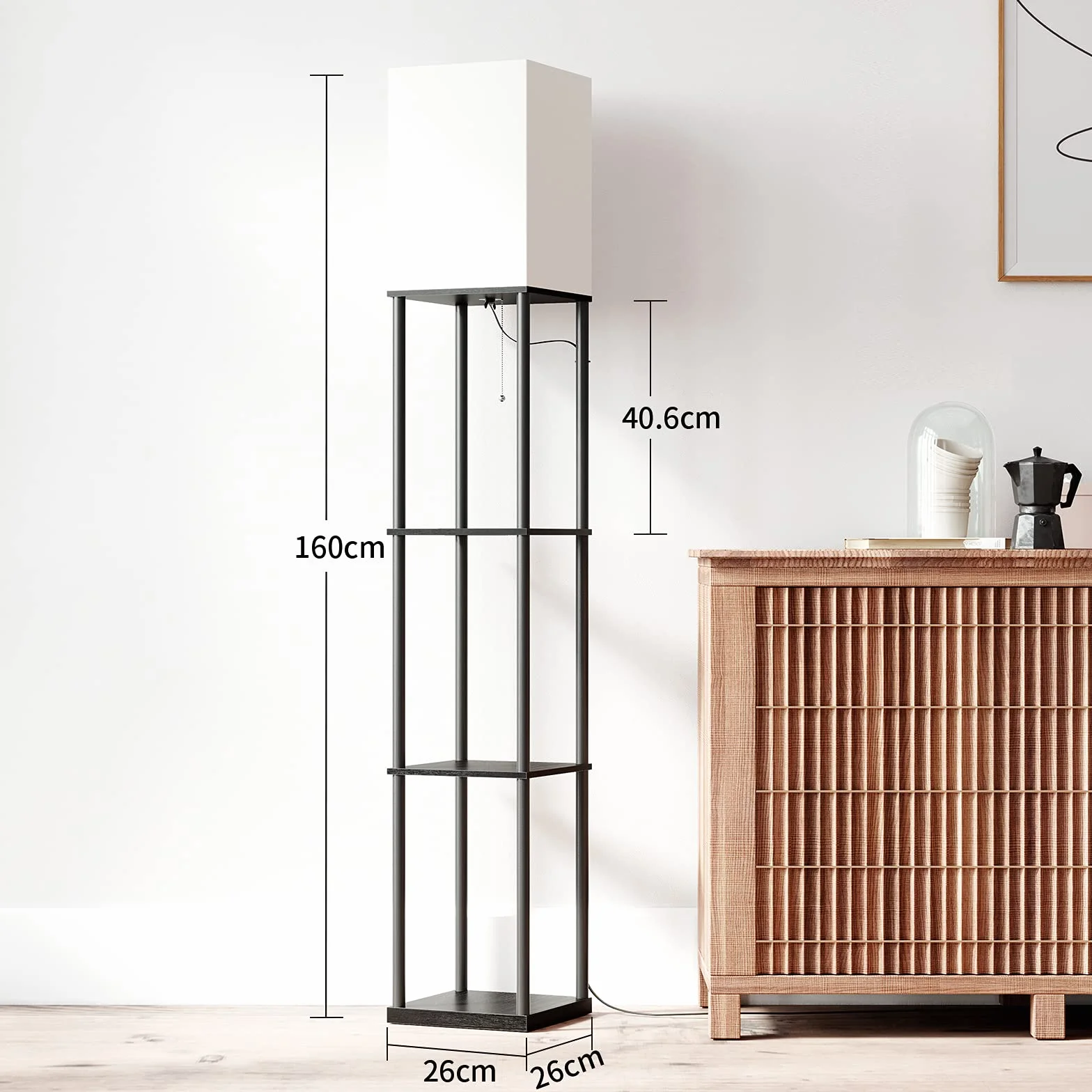 SUNMORY Lampa stojąca LED 3 temperatury barwowe czarna do salonu