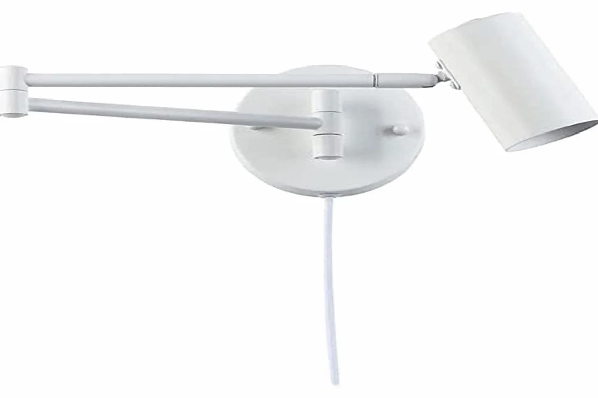 B·LED BARCELONA LED Barcelona lampa ścienna LED z obrotowym ramieniem, biała i kabel z wtyczką i przełącznikiem, lampka do czytania, oprawa E27 do salonu, sypialni, stolika nocnego, zagłówek