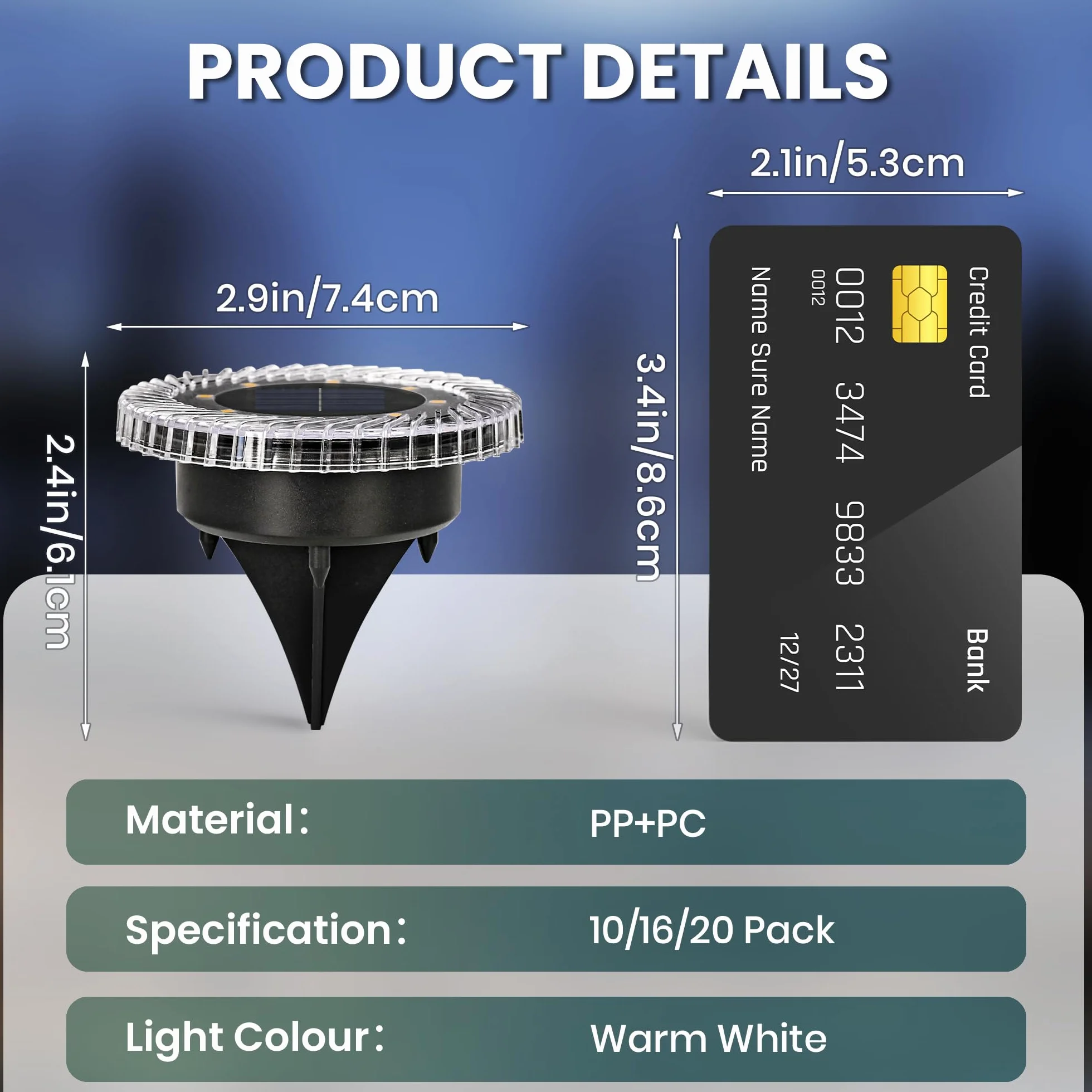Solpex Lampy solarne do użytku na zewnątrz, 16 sztuk, solarne lampy podłogowe, wodoszczelność IP65, na schody, taras i chodniki (ciepła biel)