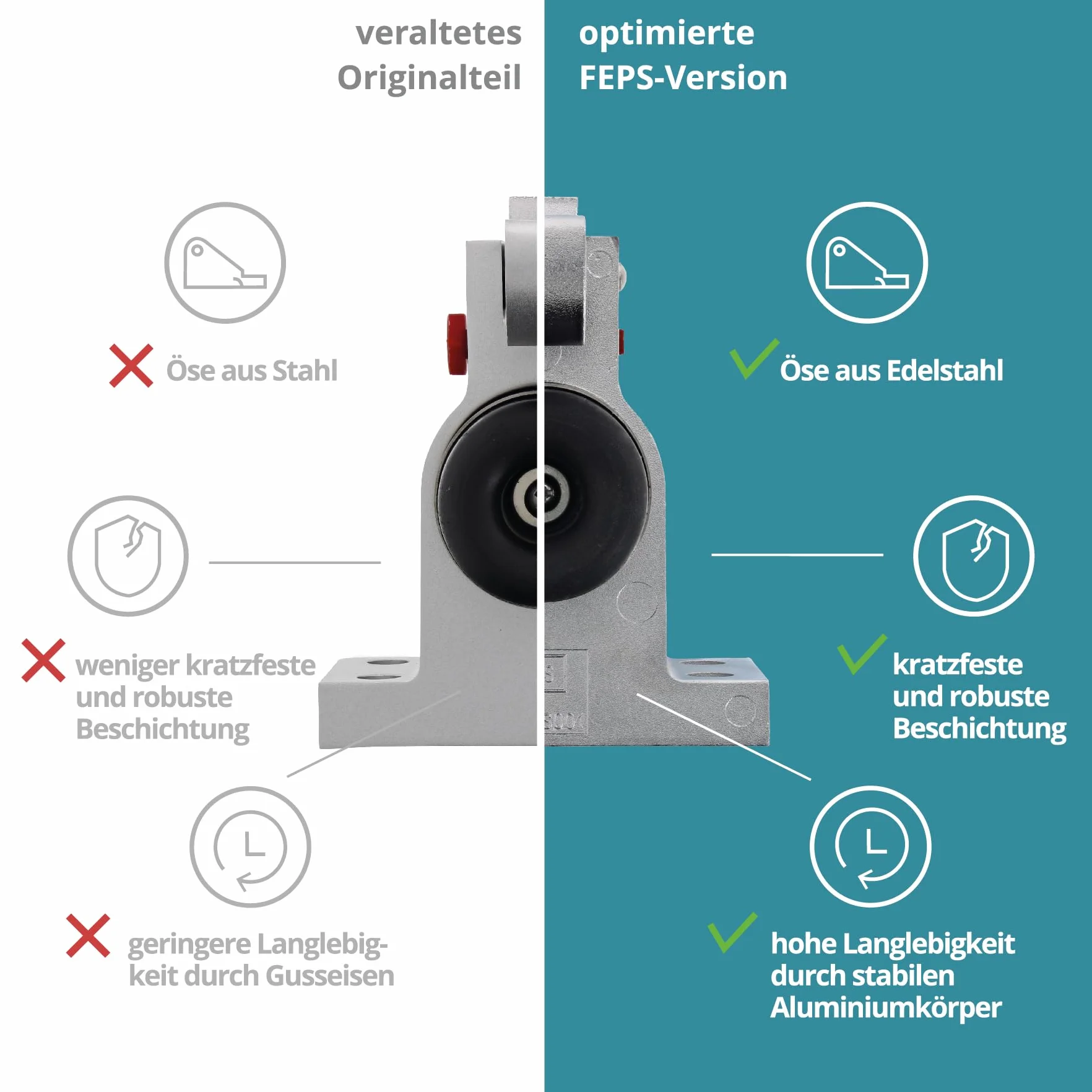 Stoper do drzwi z litego aluminium FE-TS001 srebrny z hakiem zbierającym