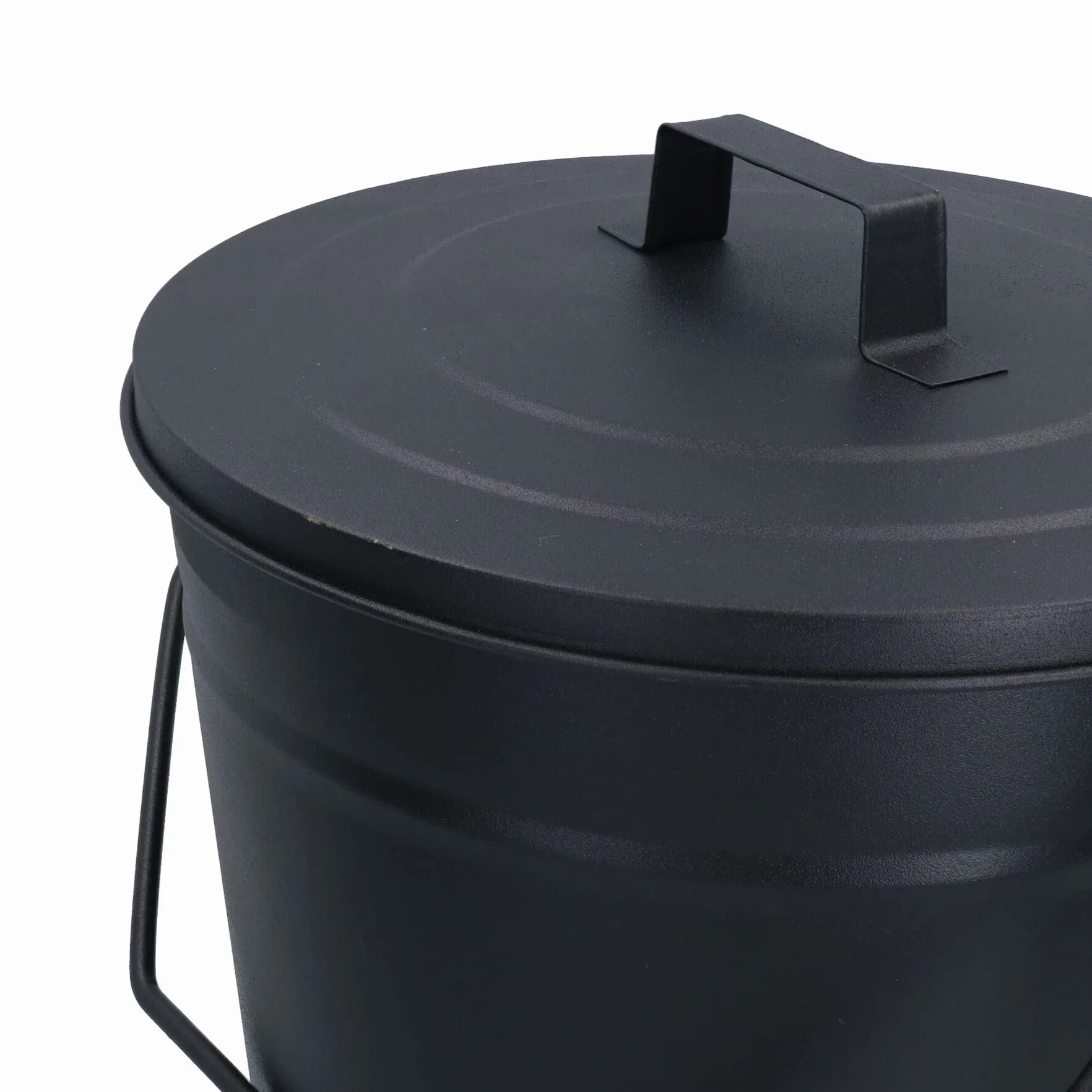 AB Tools Wiadro na Węgiel Czarna Metalowa Pojemnik na Popiół z Podpalką