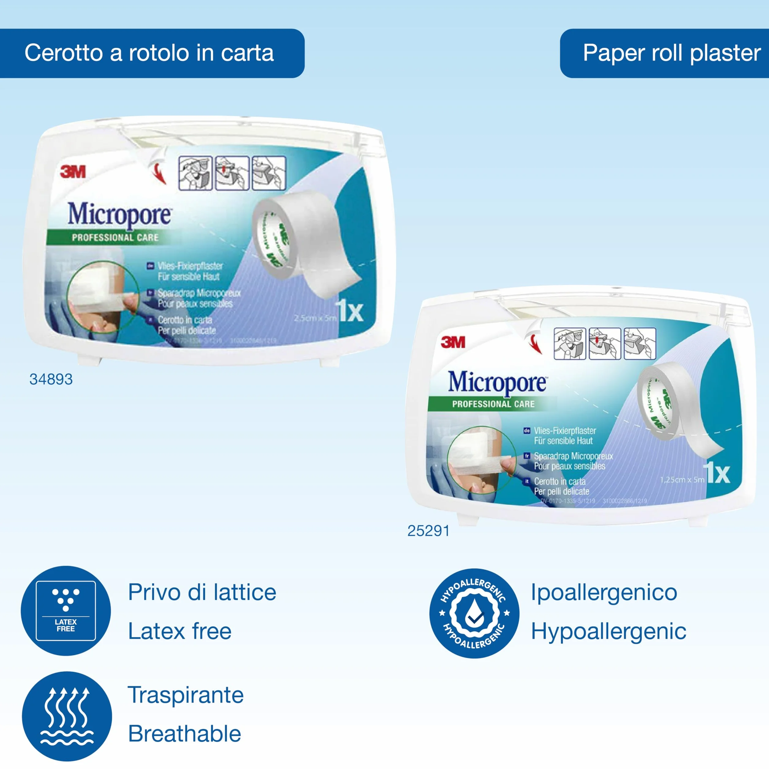 3M Micropore 924870494 Plaster Opatrunkowy, Biały, 2,5 x 5 m