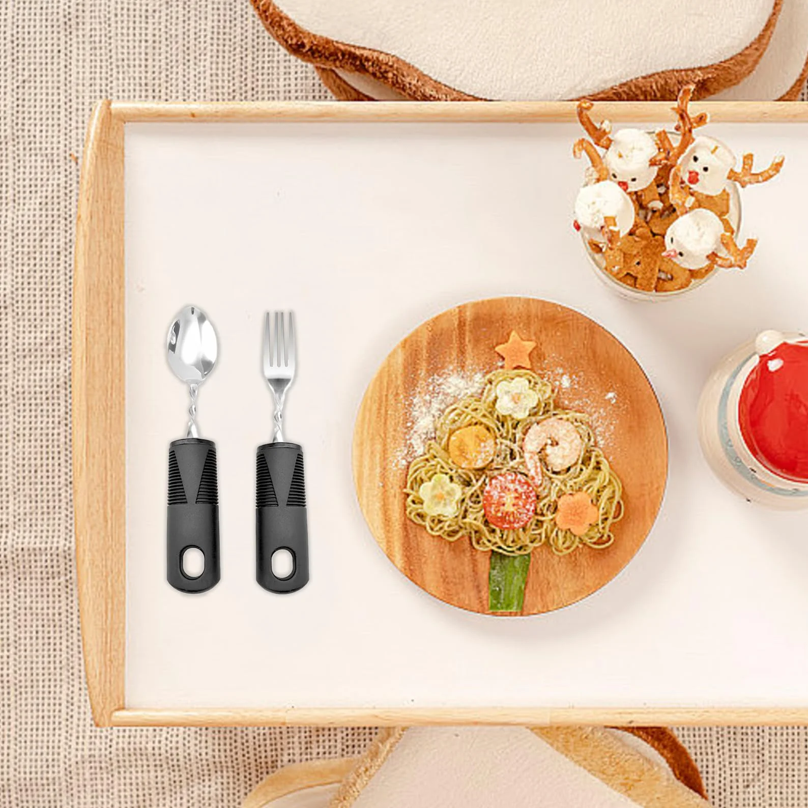 2 sztuki sztućców, sztućce dla osób niepełnosprawnych, Parkinson Cutlery with Thick Handle, Cutlery for Parkinson Seniors Disabled,Parkinson Aid,dla osób starszych, artretyzmu, choroby Parkinsona,