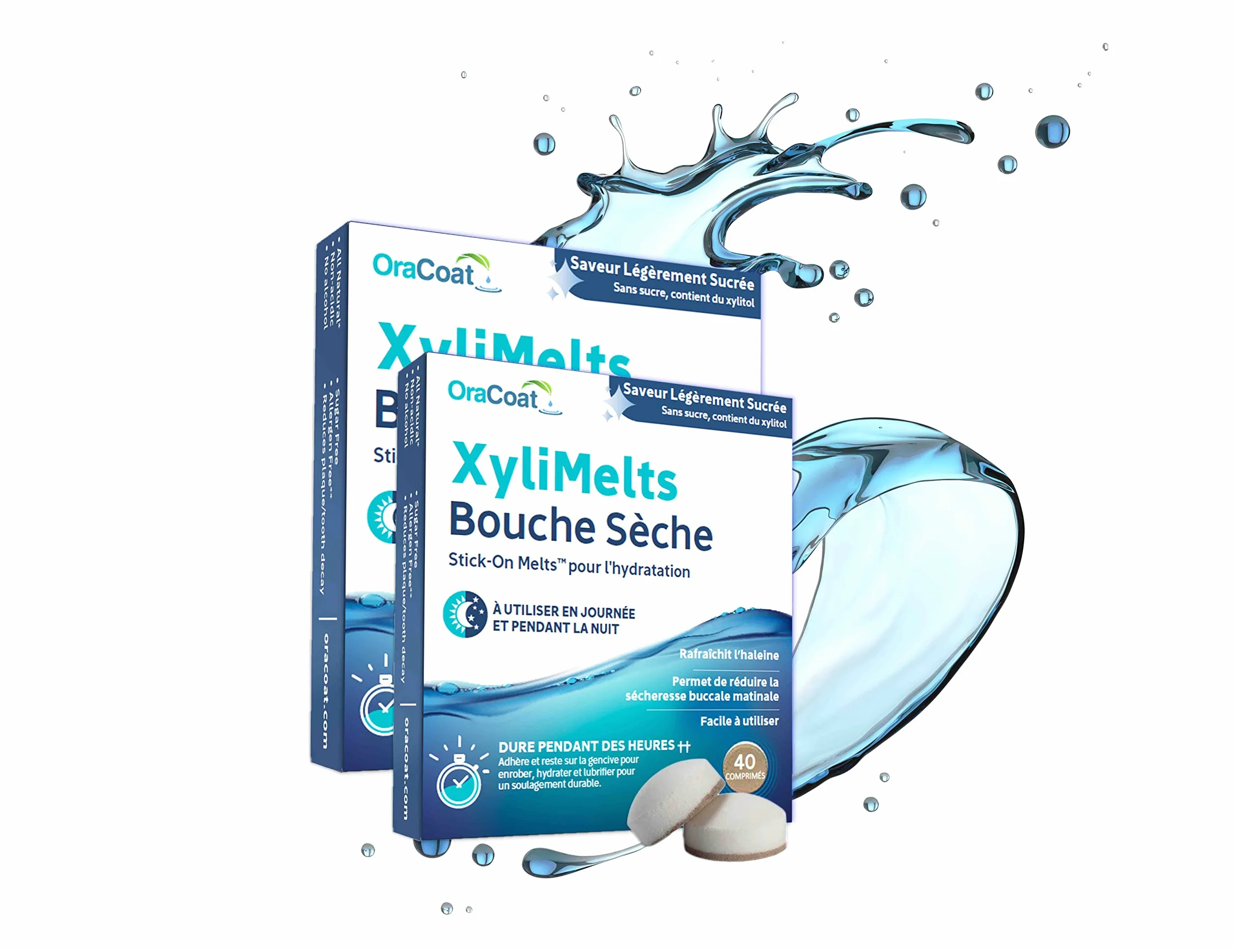 XYLIMELTS - 80 przylegających do suchości jamy ustnej i próchnicy - Lekko słodki - dyskretny i nadający się do użytku na dzień i w nocy na suchość w ustach po przebudzeniu - WEGAŃSKIE
