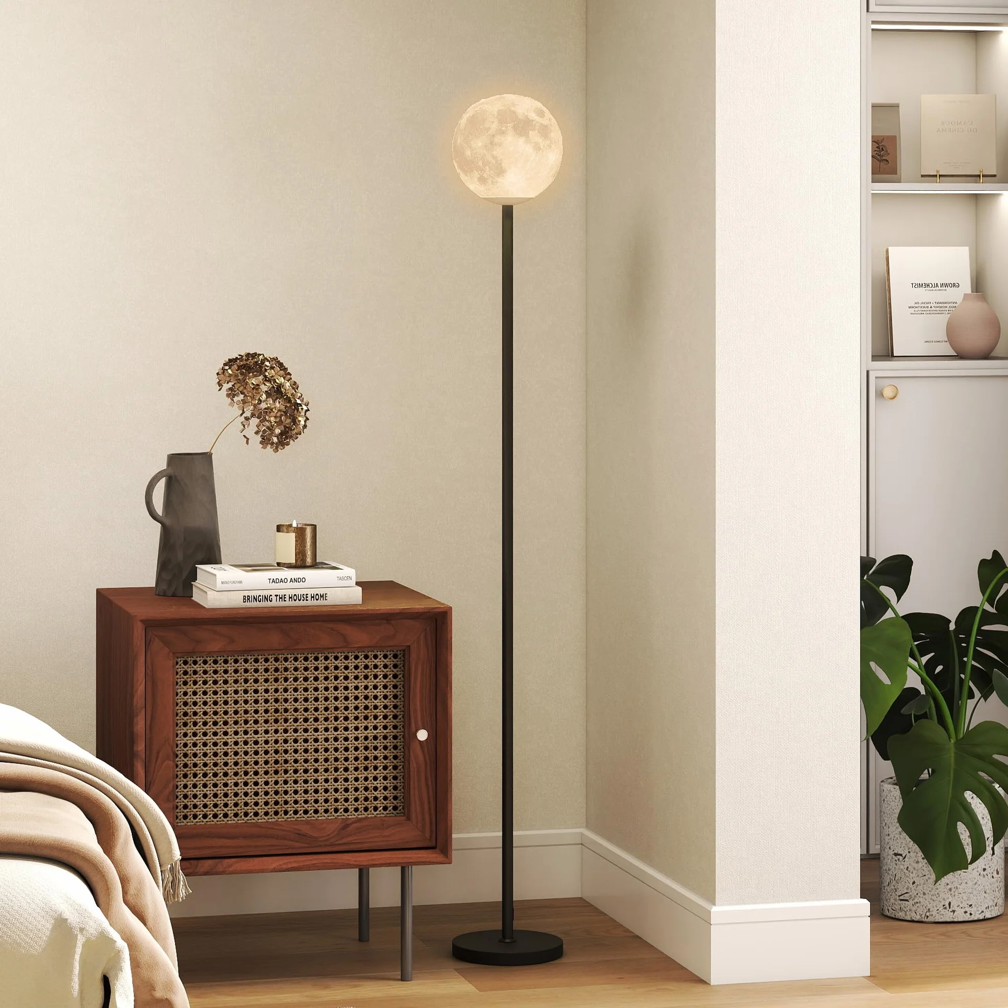 HOMCOM 3D Moon Floor Lamp 140 cm Standing Lamp LED Black