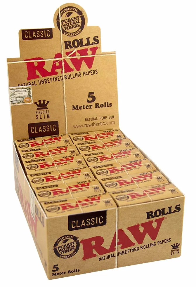 RAW Classic Rolls Slim 5 m długość niewybielana, 12 x rolki