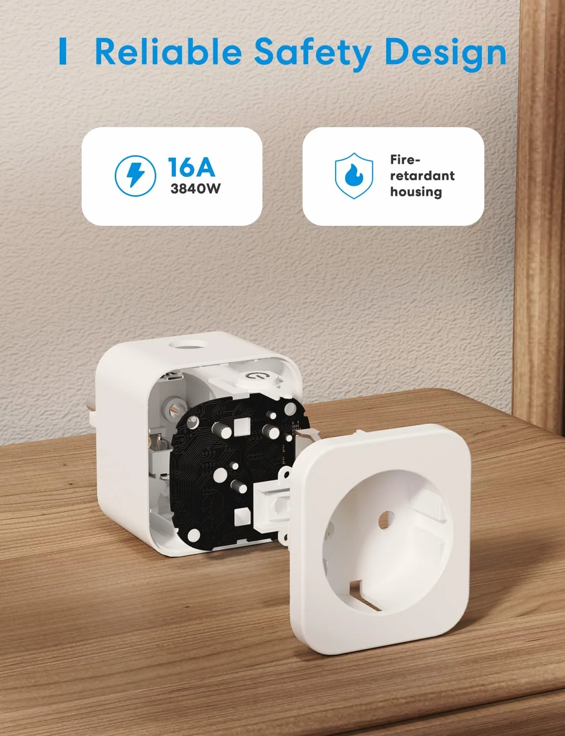 Meross Smart Socket 4 sztuki, gniazdo WiFi z monitorowaniem energii, kompatybilne z Apple HomeKit, Alexa i Google Home, 3840 W, 16 A, 2,4 GHz