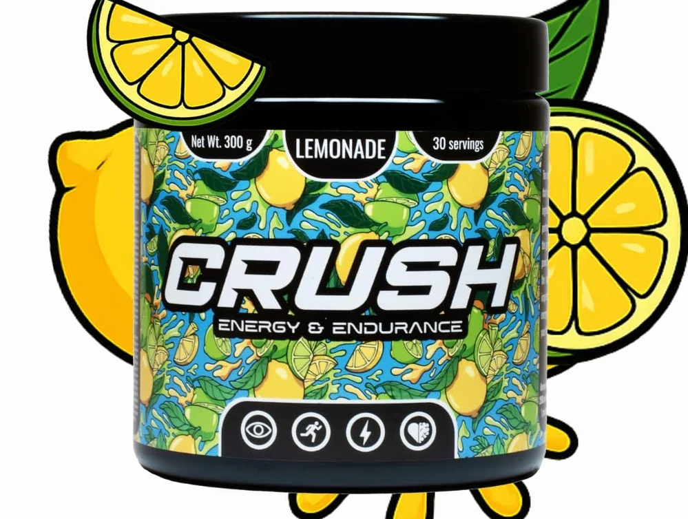 Crush Energy & Endurance Pre-Workout – Suplement Przedtreningowy z Kofeiną, Kreatyną, Tauryną, L-Karnityną, Koenzymem Q10 i Witaminami B – Energia, Siła, Wytrzymałość – 30 Porcji – 300g
