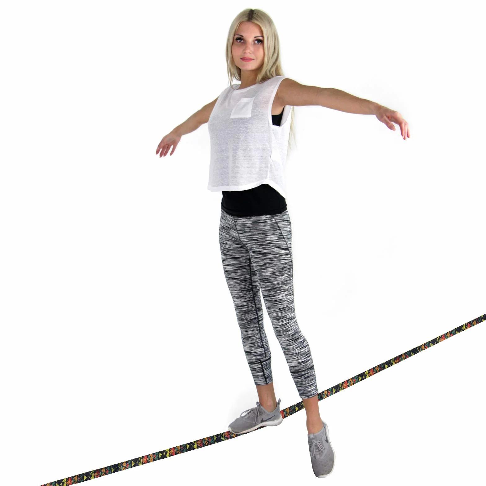 ALPIDEX Slackline Set 15m + osłona drzewa i napinacza grzechotka, odpowiedni dla dzieci początkujących zaawansowanych użytkowników
