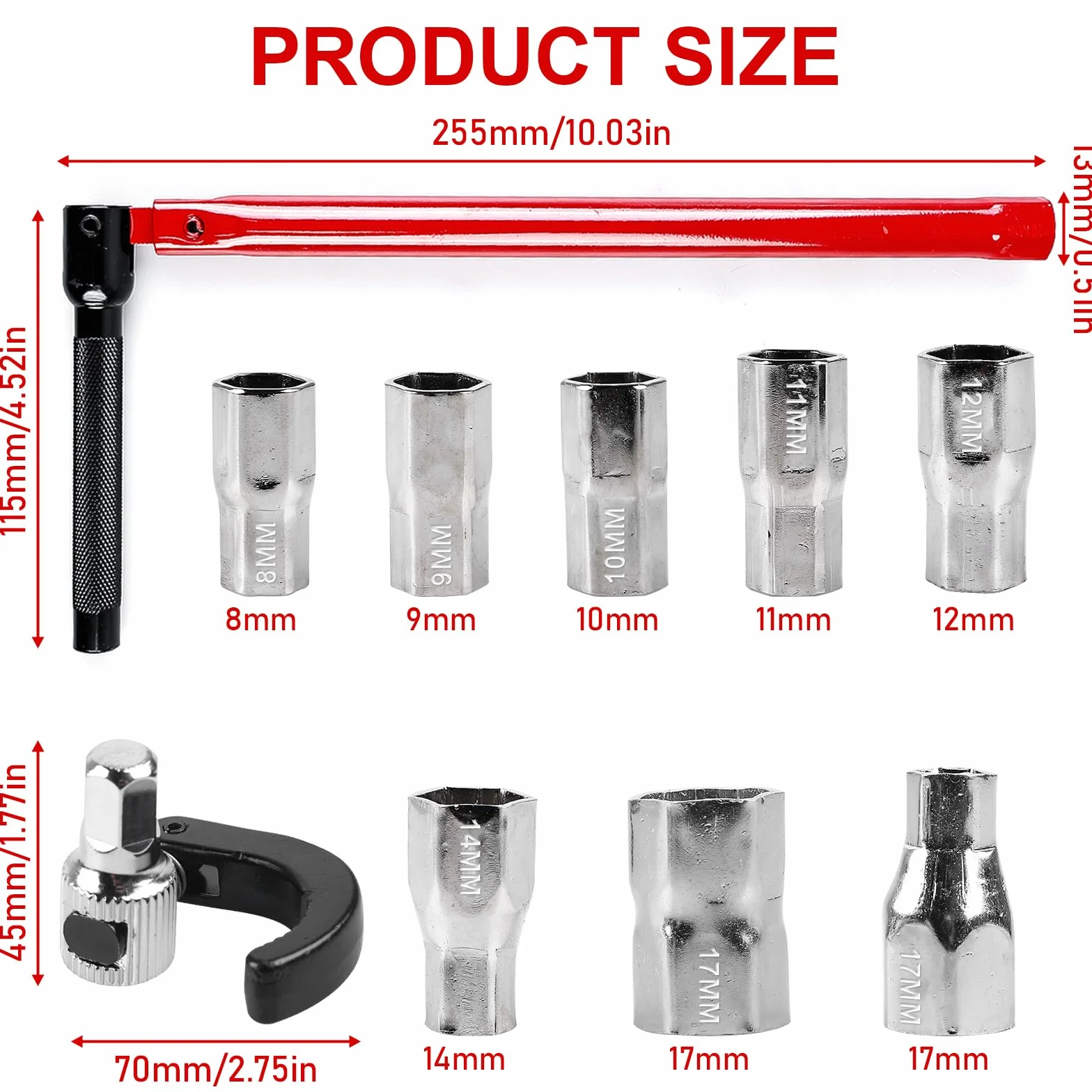 BAIFULAI Klucz z nakrętką stojącą, klucz do kranu, jakość stali, szczypce 8-17 mm, klucz do kranu, klucz do armatury, narzędzie do armatury umywalkowej
