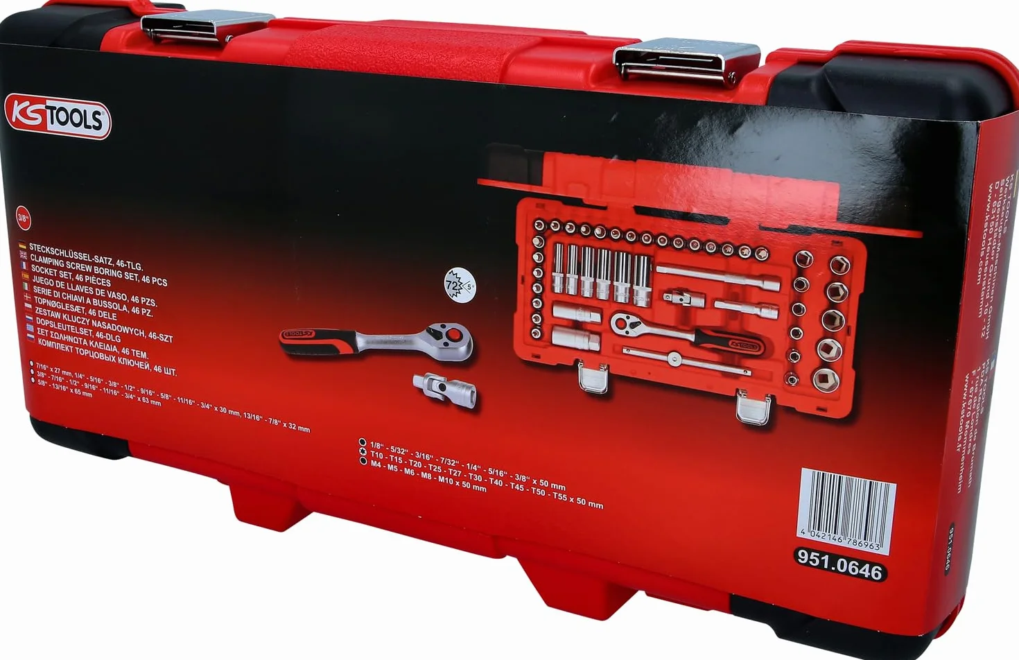 KS Tools 951.0646 3/8" Zestaw kluczy nasadowych, 46-szt
