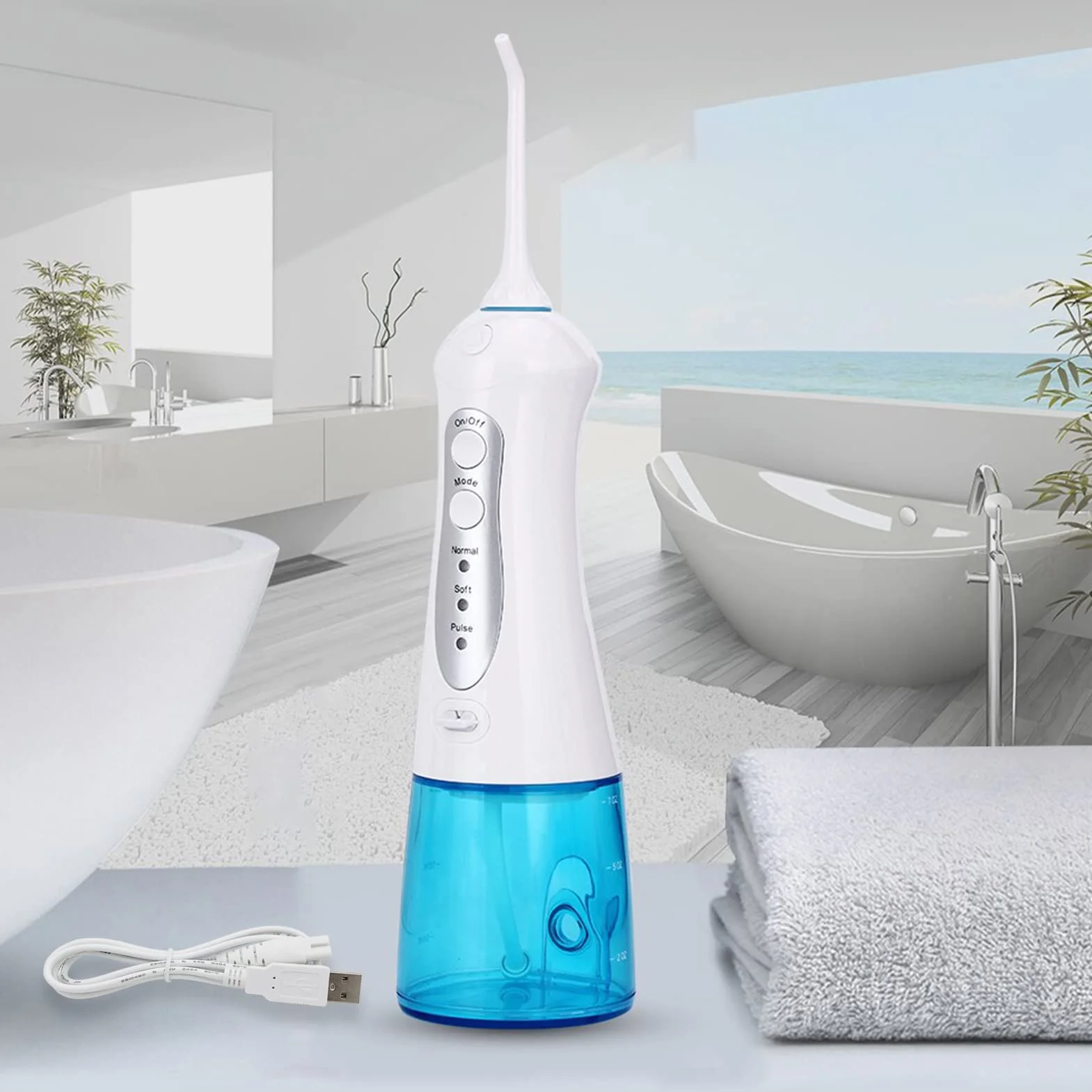 WasserFlosser ładowarka zamiennik do Hangsun, Nicwell, Nicefeel irygator jamy ustnej, kabel do ładowania USB (biały)