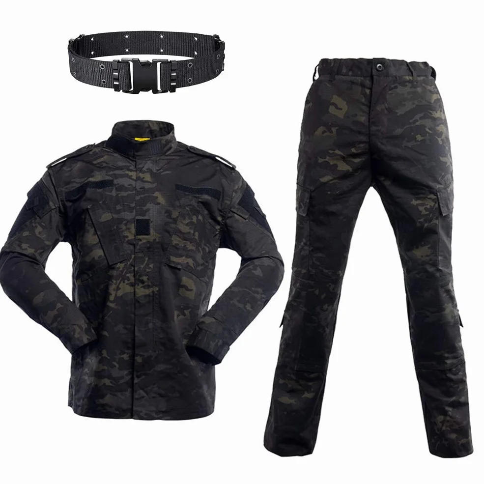 Paintball Airsoft Tactical Suits męska kurtka myśliwska mundur kurtka Camo Shirt & Pants z paskiem do strzelania do gry wojny myśliwskiej