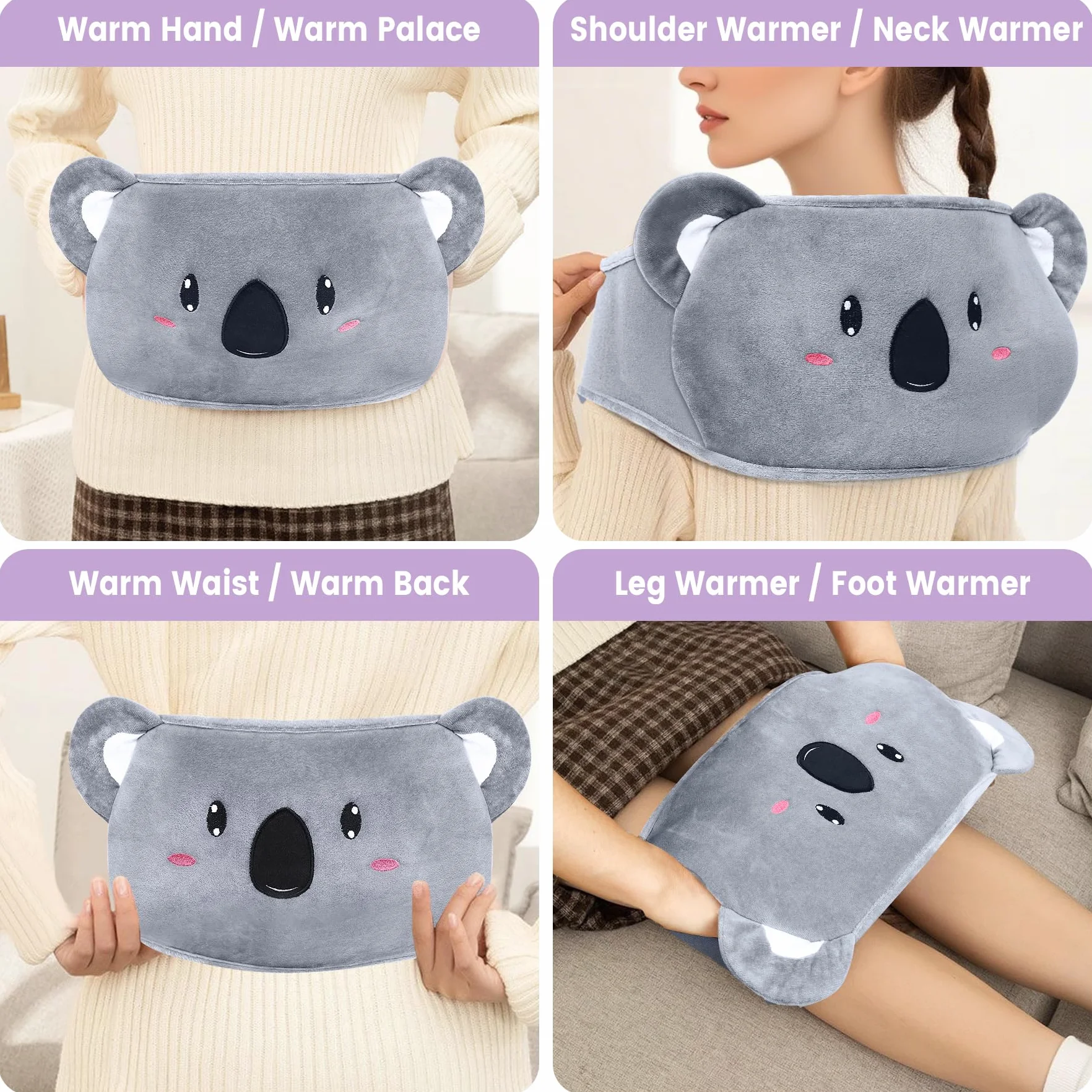 Termofor z gumy 1L 130cm z paskiem Koala na szyję ramiona plecy talię nogi