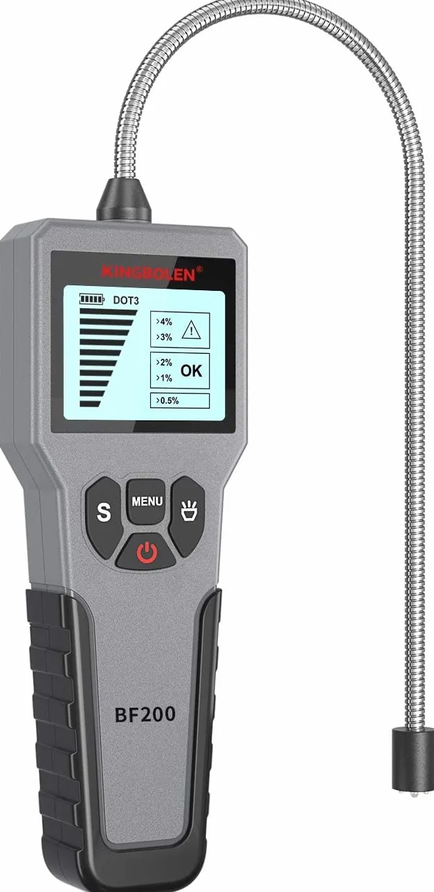 KINGBOLEN Tester płynu hamulcowego, narzędzie do diagnozy płynu hamulcowego, analizator wilgotności płynu hydraulicznego/płynu/oleju z ekranem LCD, alarm akustyczny DOT3 DOT4 DOT5.1 Tester