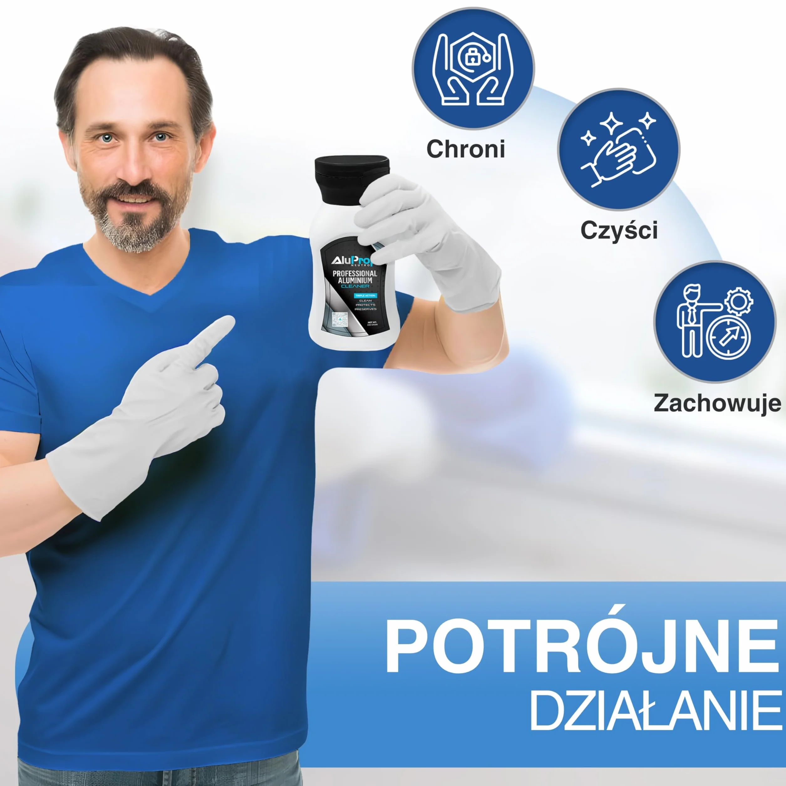 NEUTRO Profesjonalny Środek Czyszczący do Stolarki Aluminiowej Anodowanej | Idealny do Okien, Drzwi i Ram | Odbudowuje i Chroni | Formuła Bezkwasowa (330 g)