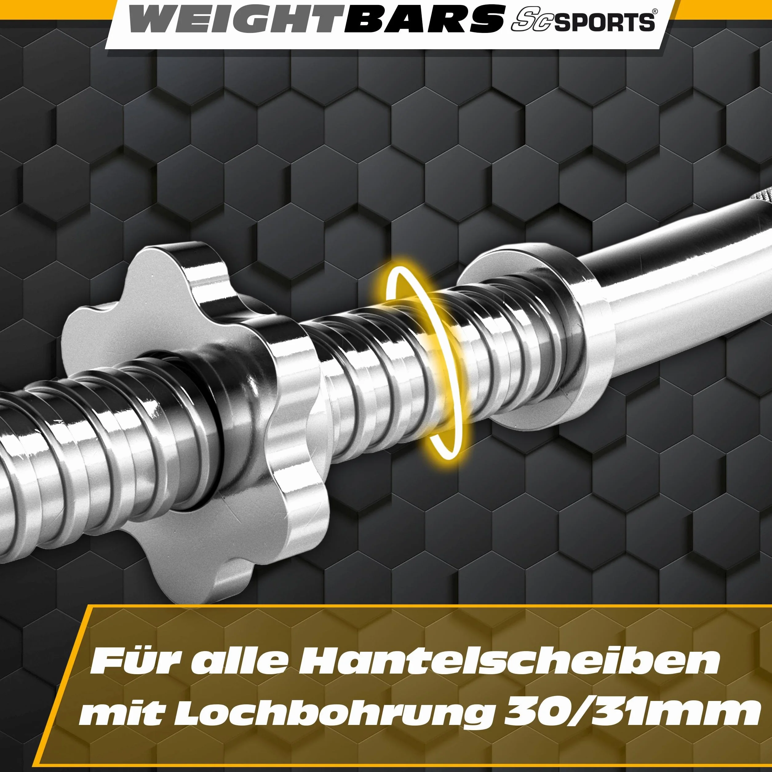 ScSports Sztanga sztanga 160 cm, Ø 30 mm, z blokadą śrubową, waga 9,5 kg