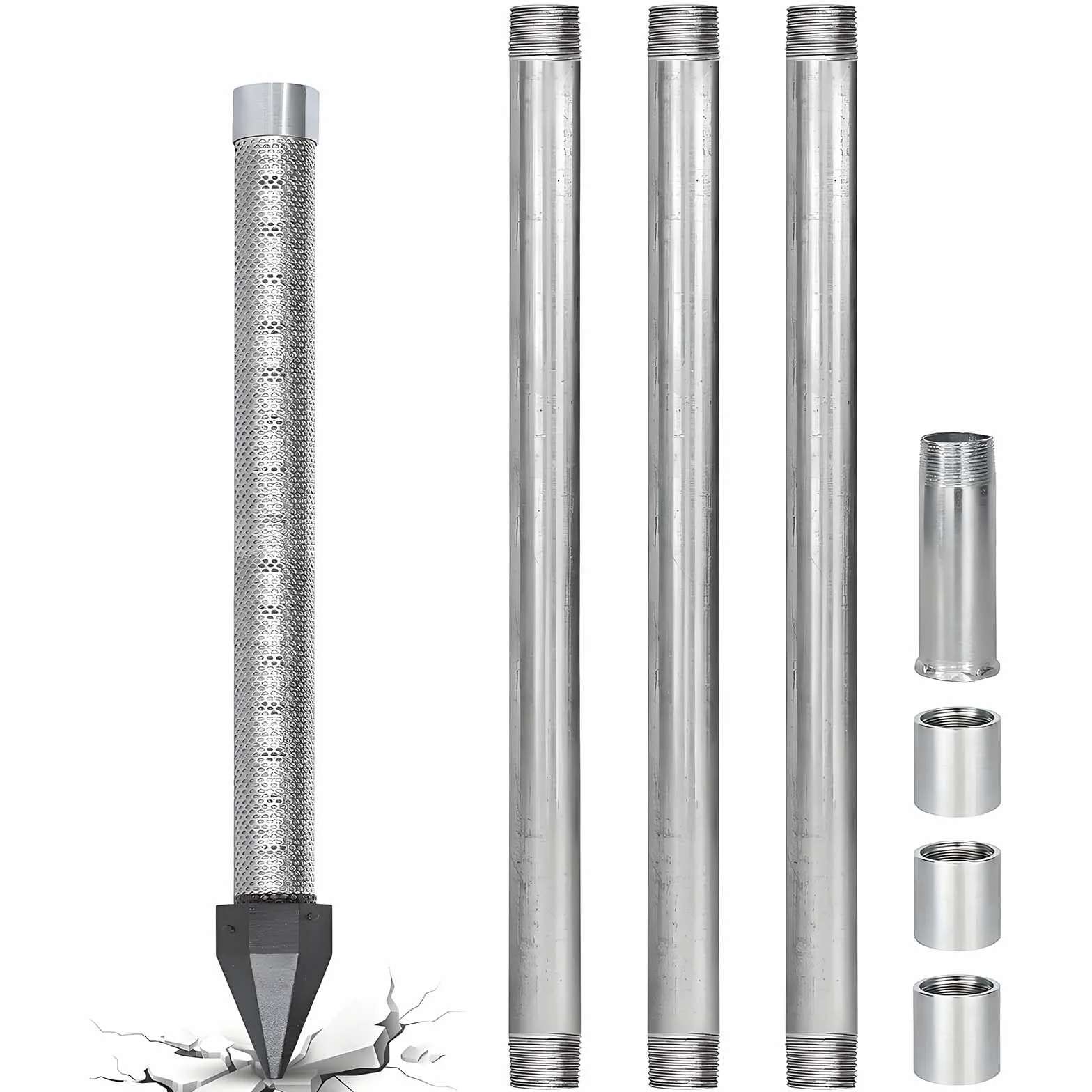 Zestaw do wiercenia studni głębinowej z igłą piaskową 1-1/4" 3+1kit | Zestaw do studni z igłą piaskową/igłą wbijaną, rura o długości 36 cali z sitem z siatki 60 do oczyszczania wody