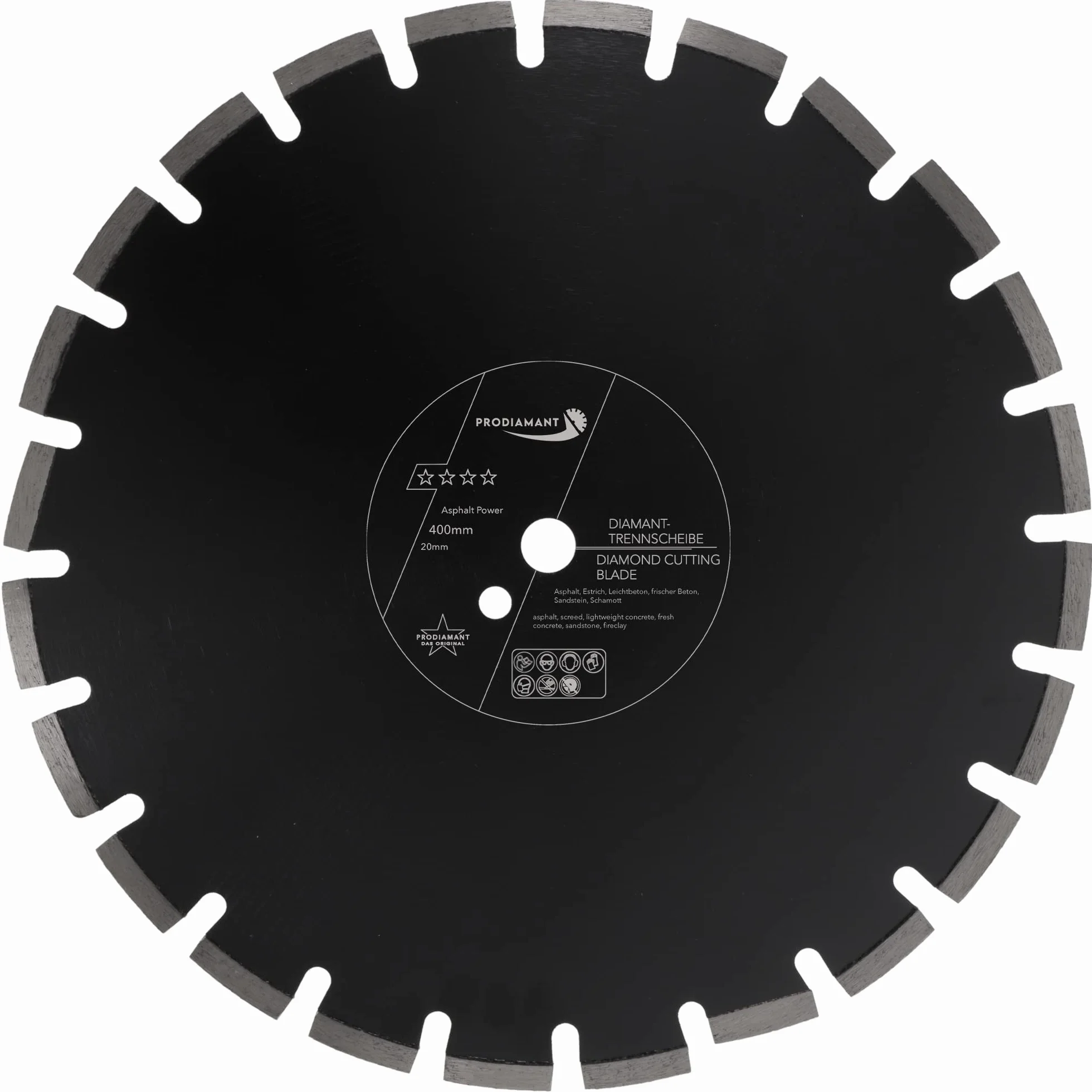 PRODIAMANT Tarcza diamentowa 400 mm x 20 mm ścierna do dróg, asfaltu, jastrychu, lekkiego betonu, świeżego betonu, piaskowca i szamotu